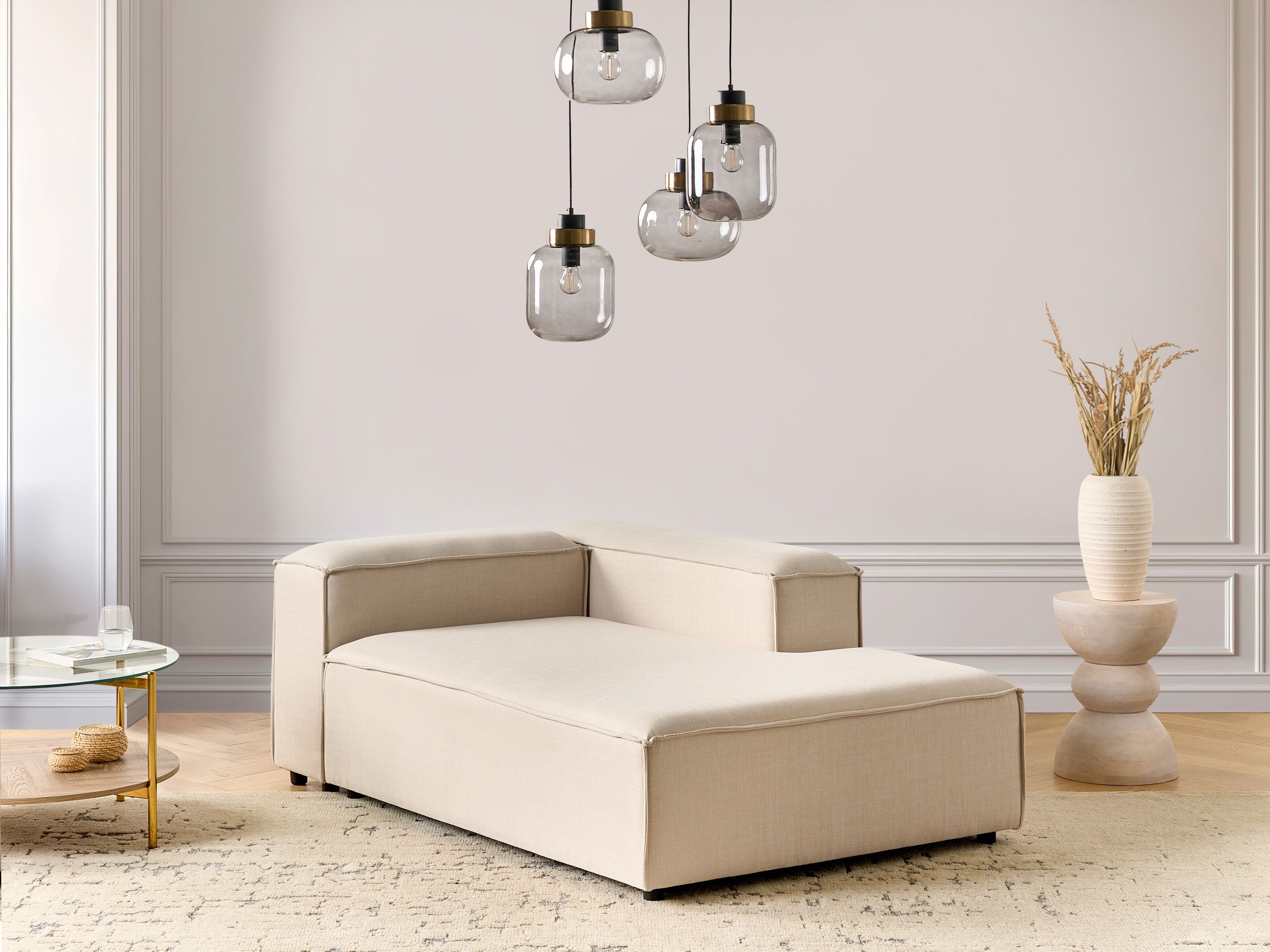 Left-Hand Chaise Lounge ARDAL Fabric Beige