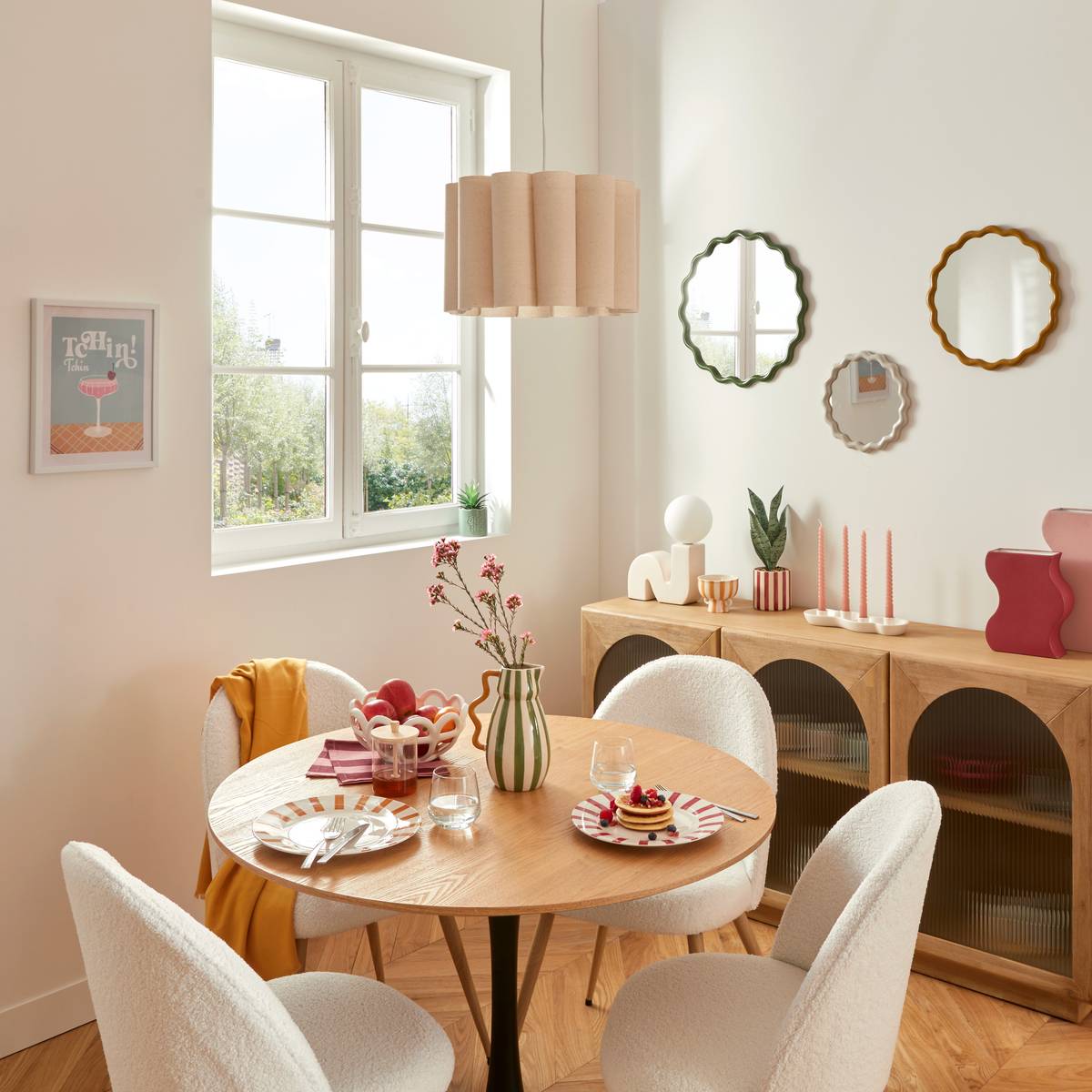 Pendant Light "Rona" Beige, H.120 cm