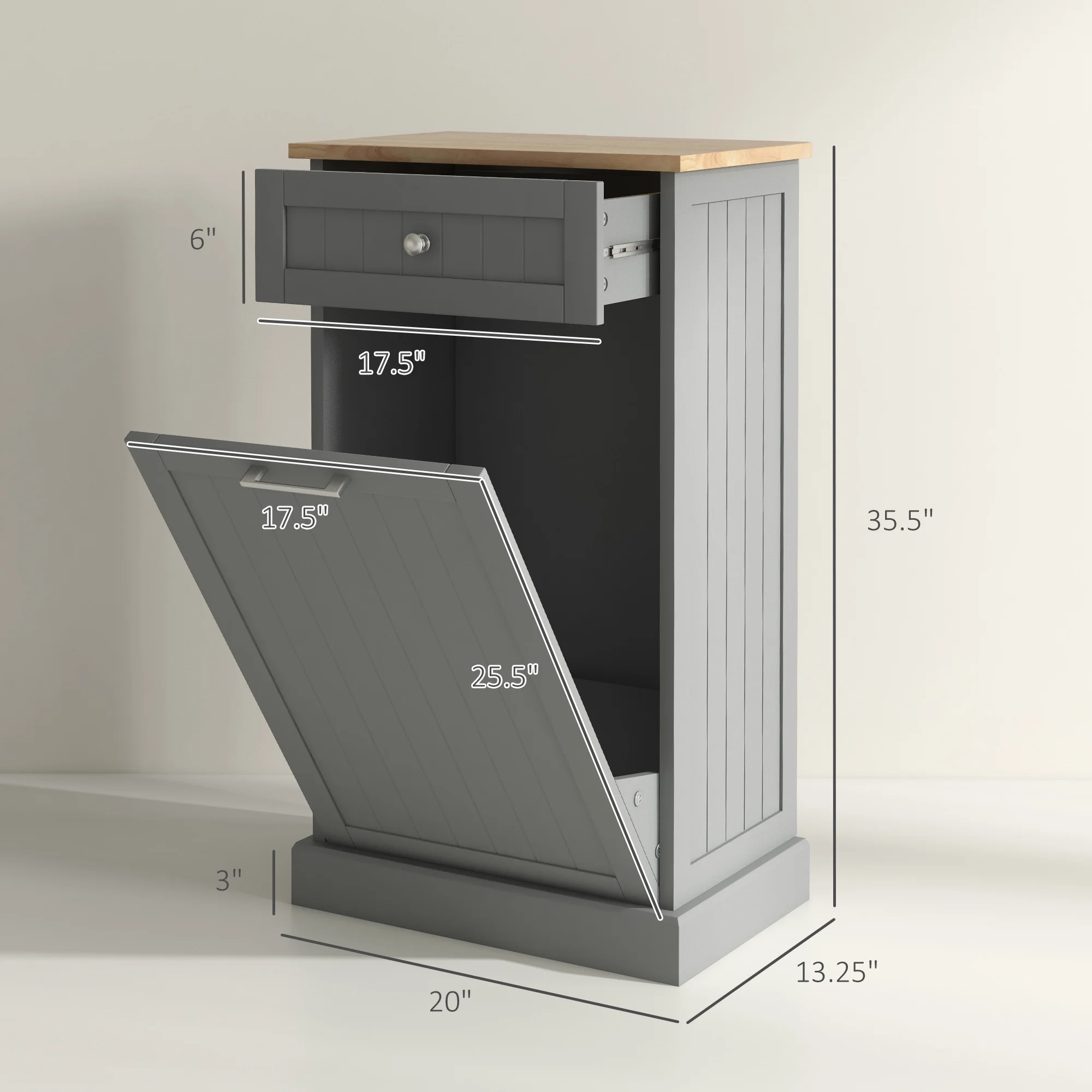 HOMCOM Kitchen Tilt Out Trash Bin Cabinet, Free Standing Recycling Cabinet - Image 22