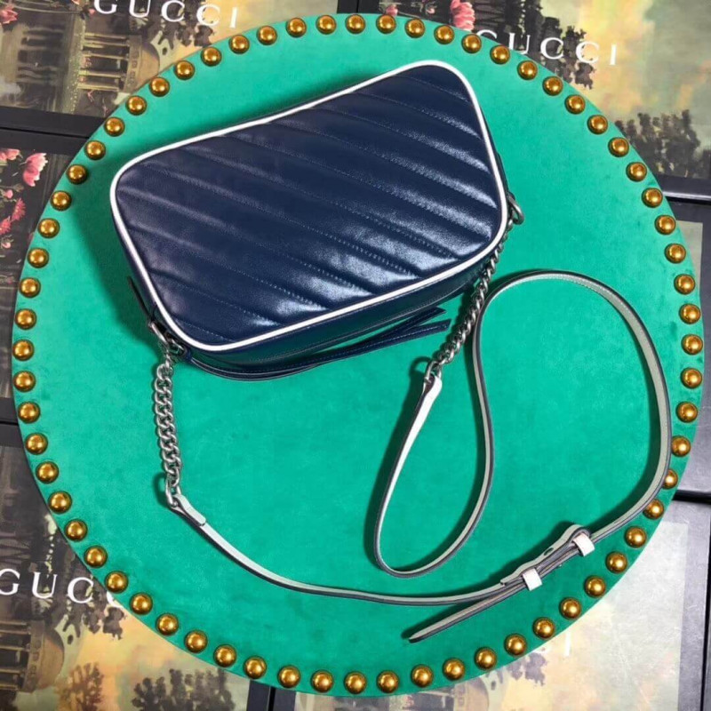 Replica Gucci Gg Marmont Small Shoulder Bag 447632 Blue1:1High-quality replica