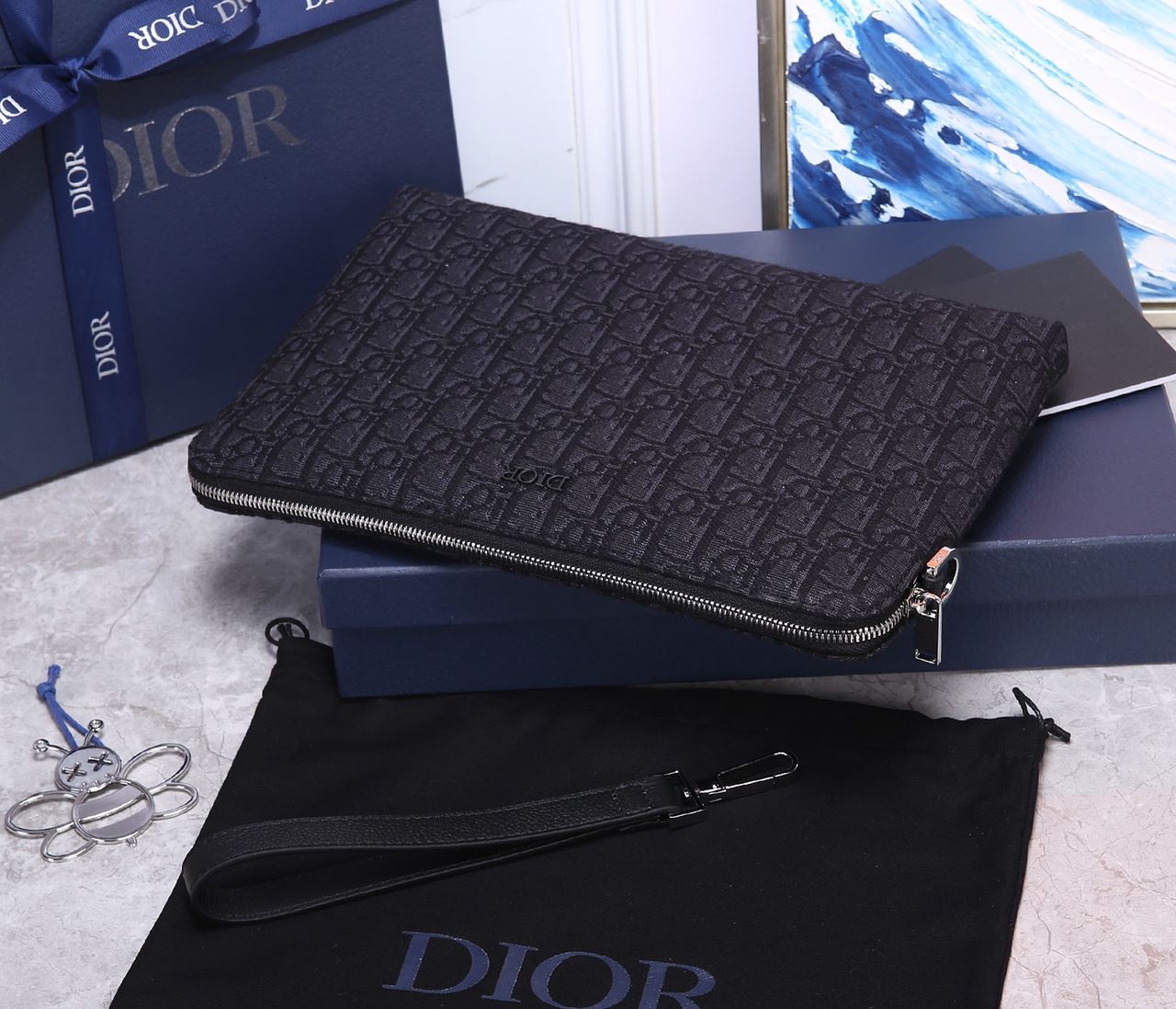 Oblique Jacquard Pouch Black/BeigeFor Women‎ 12in/30cm CD 2OBCA251YSE_H03E1:1High-quality replica
