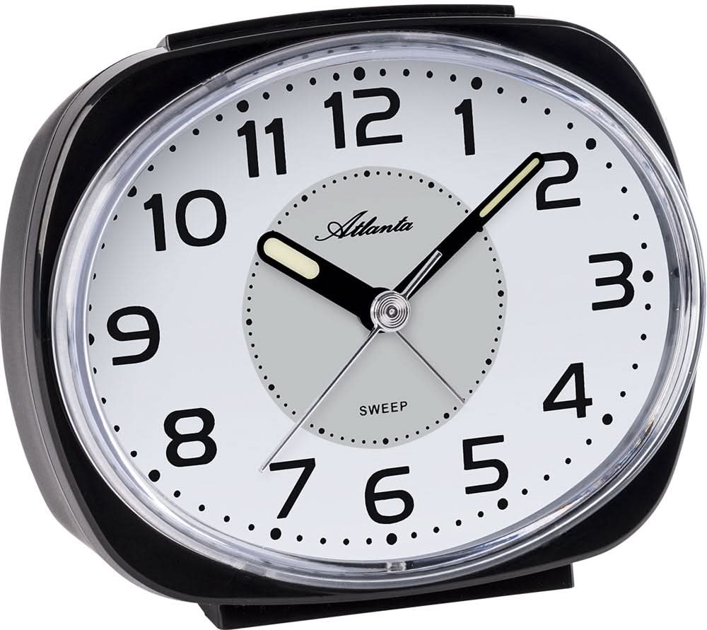 Atlanta Modern Alarm Clock 11x10x4.5cm Plastic • Leises Quarzwerk • Blinkalarm