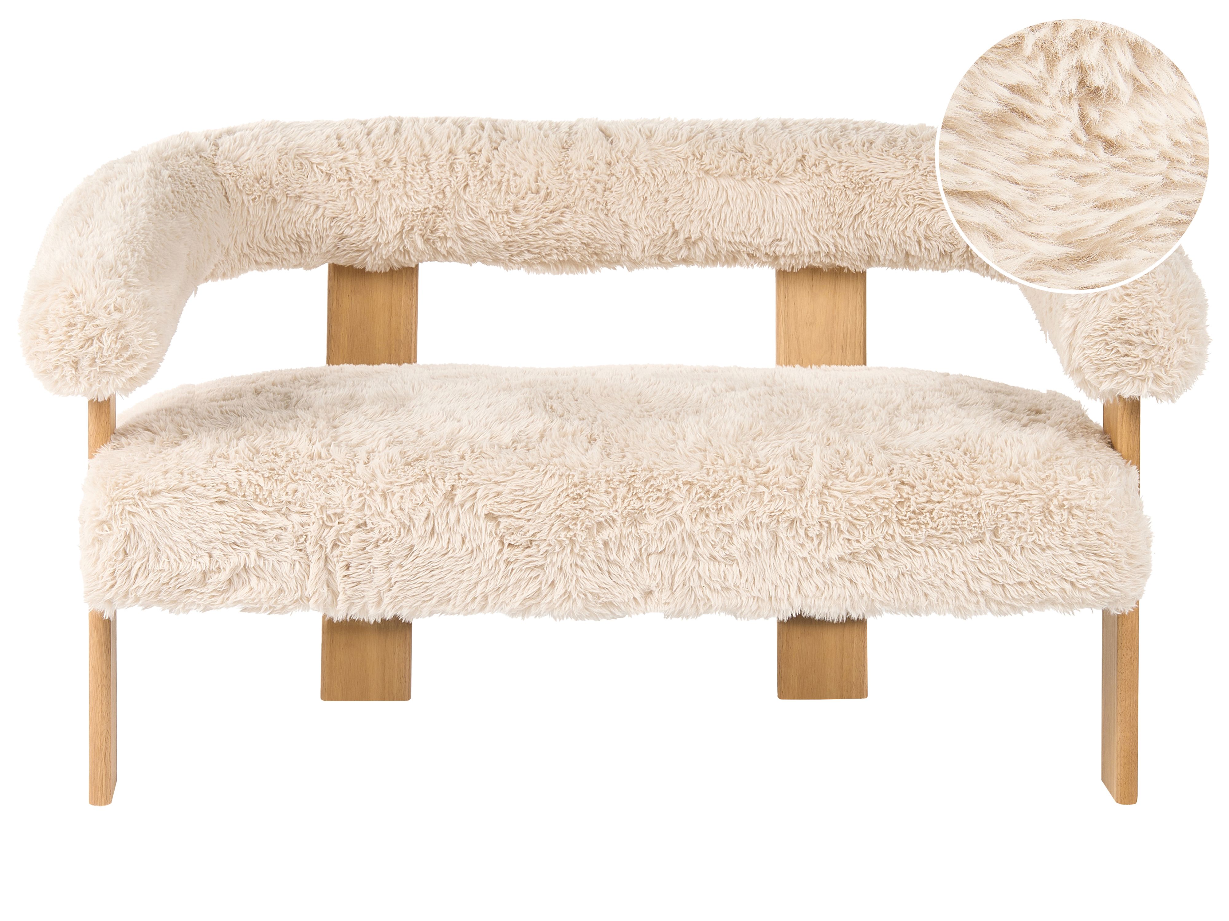 Sofa 2 Seater ILBRO Faux Fur Off-White/ Light Brown