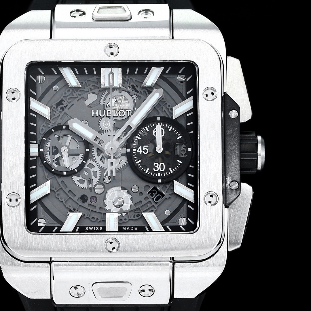 Hublot Big Bang, Square Bang Unico 42mm Textured Rubber Strap(1:1 replica) - Elite Watch Atelier