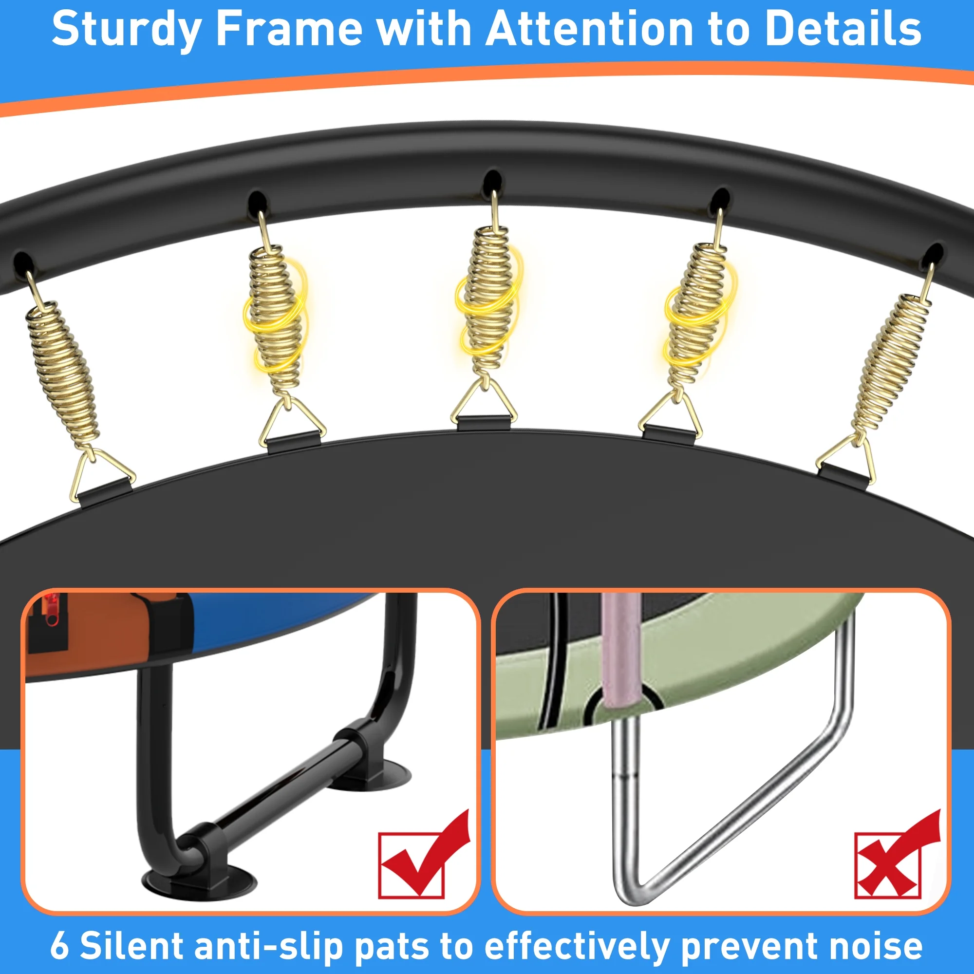 CITYLE Trampoline for Kids 600LBS 60'' 5FT Toddler Trampoline Indoor Outdoor with Basketball Hoop, Swing, Adjustable Bar, Mini Small Trampoline with Enclosure, Gifts for Toddlers, Boys & Girls - Image 52