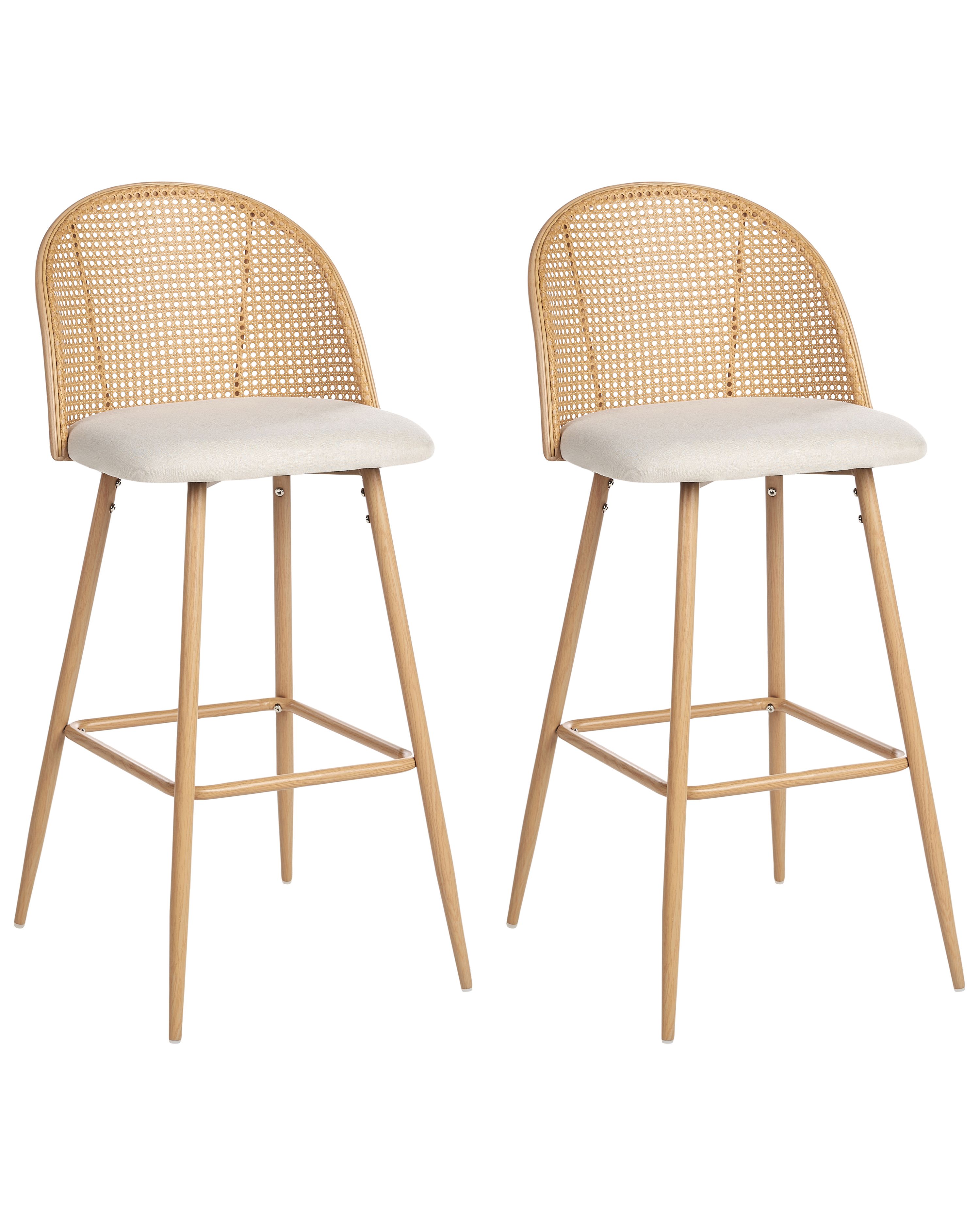 Set of 2 Bar Chairs CORNELL Metal Light Brown