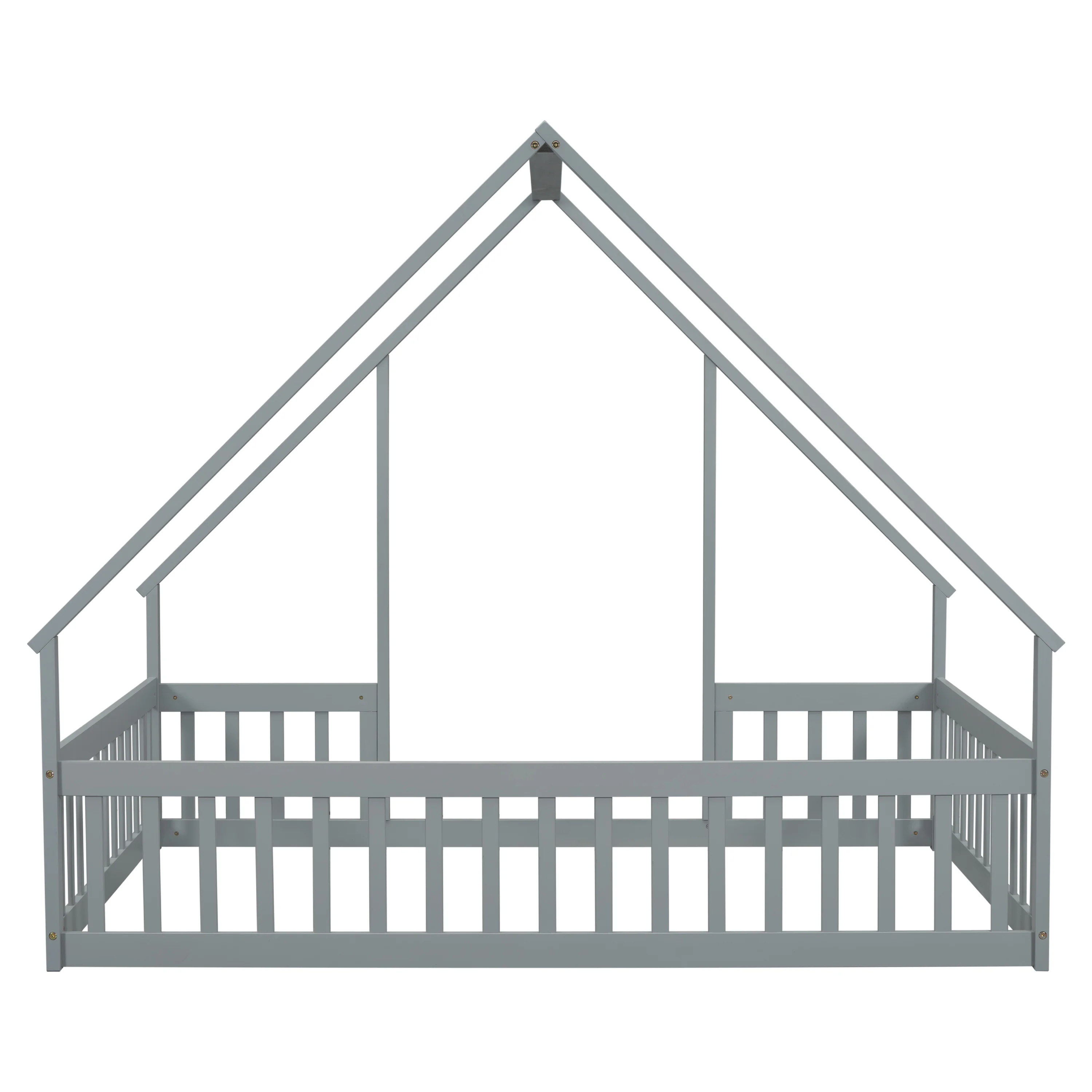 Bellemave Twin Size Floor Bed Frame, Wooden House Bed Twin Size with Fence, Montessori Bed with Guardrails for Bedroom (White) - Image 24