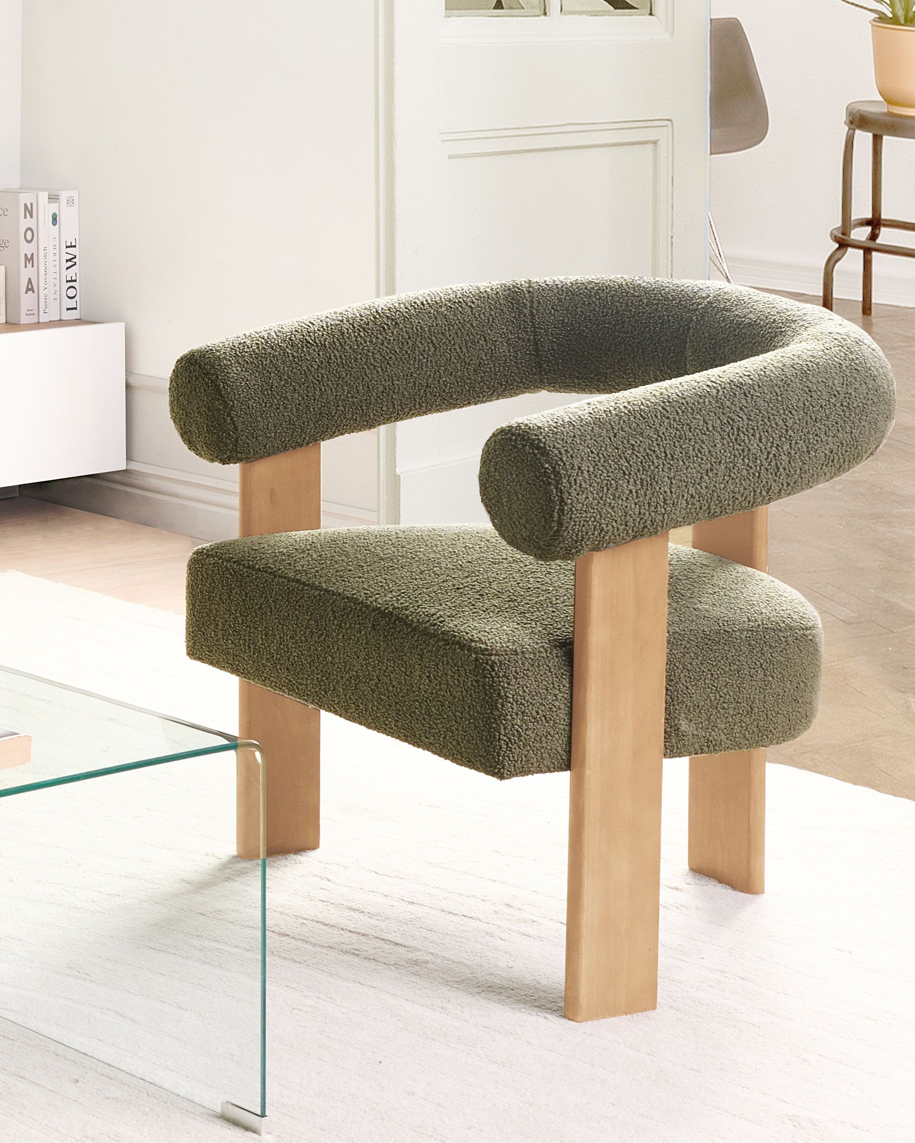 Armchair ILBRO Boucle Green/ Light Brown