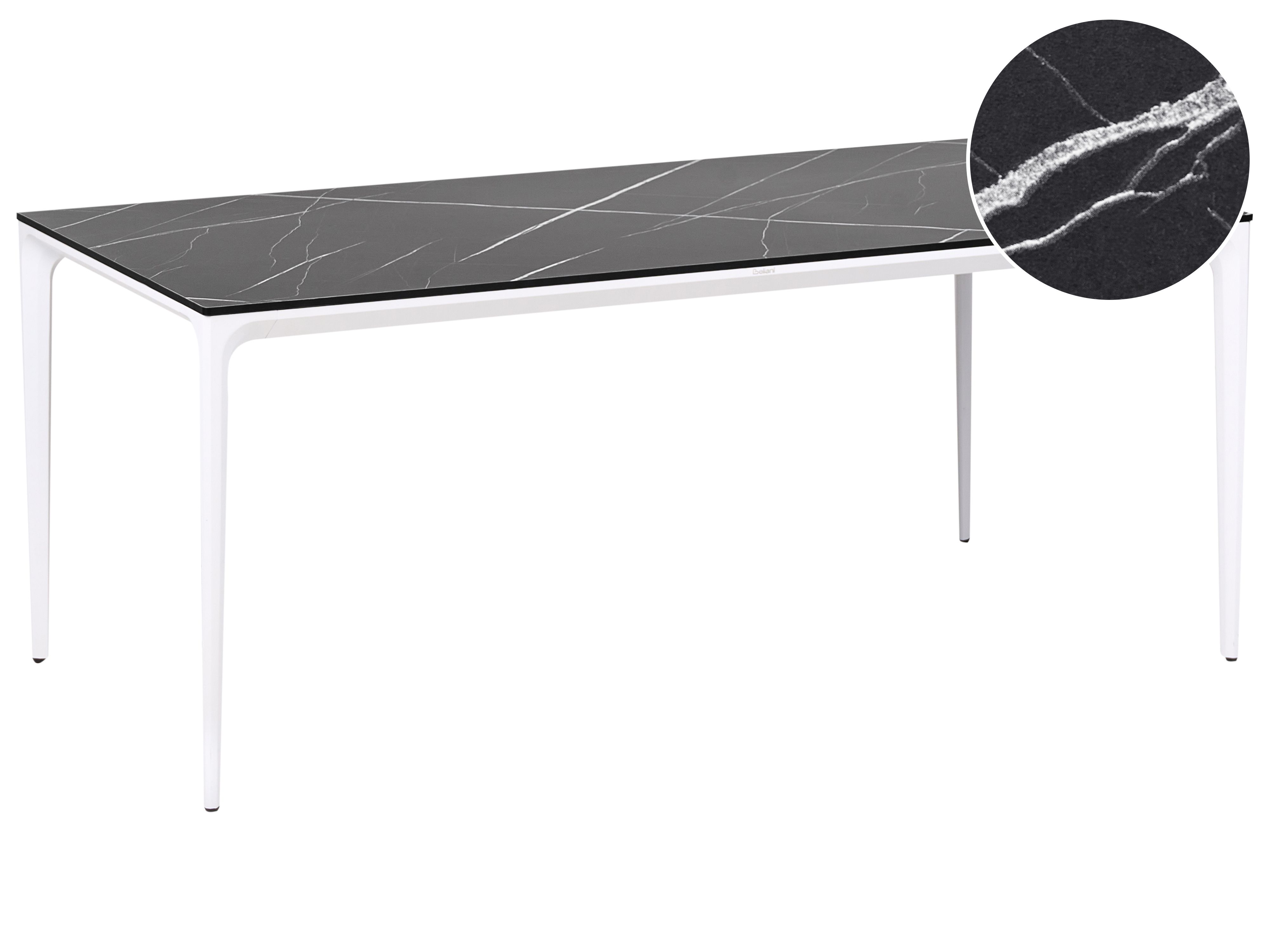 Garden Dining Table SOVARETO 180 cm 90 cm Marble Effect Black Marble
