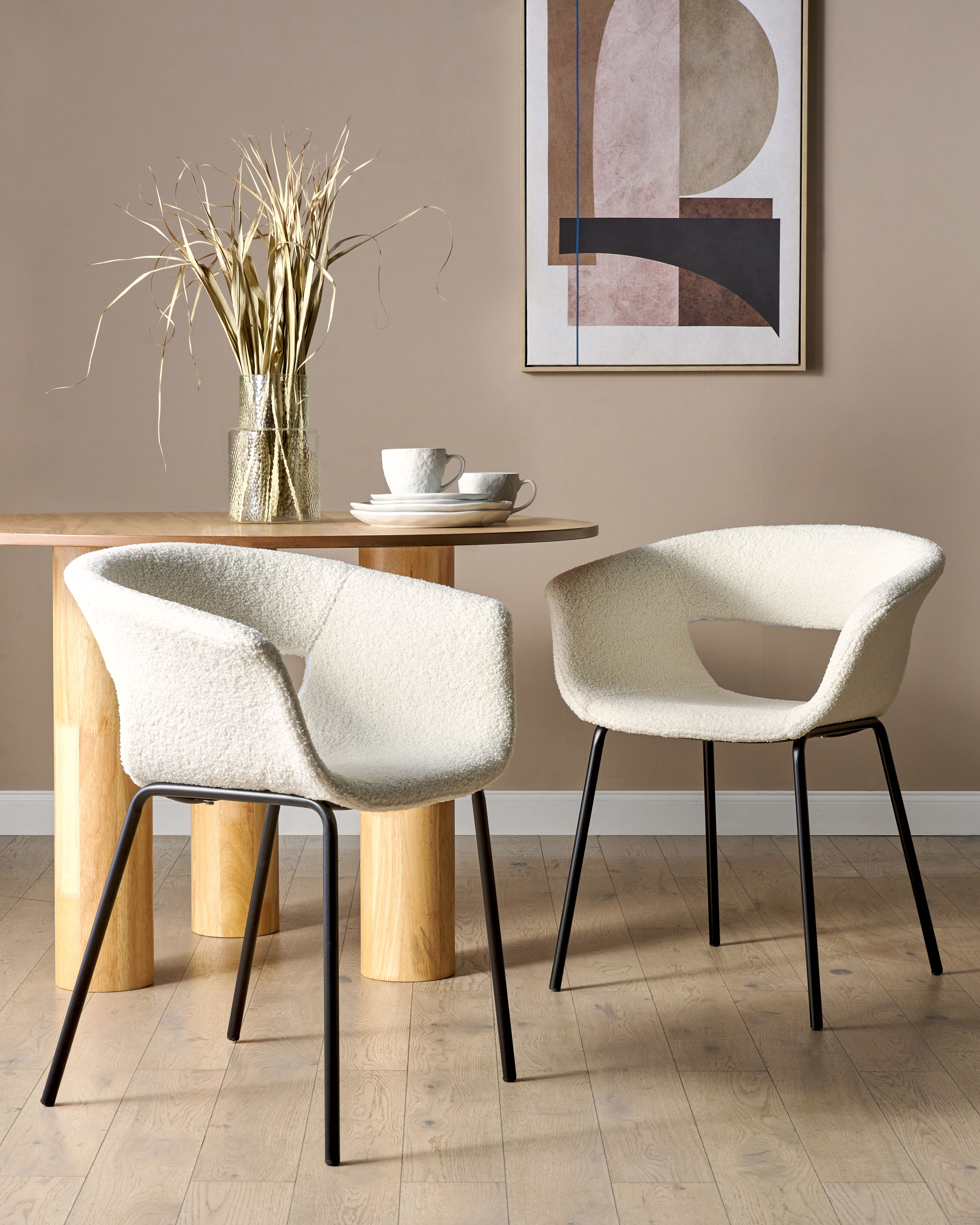Set of 2 Dining Chairs ELMA Boucle Off-White