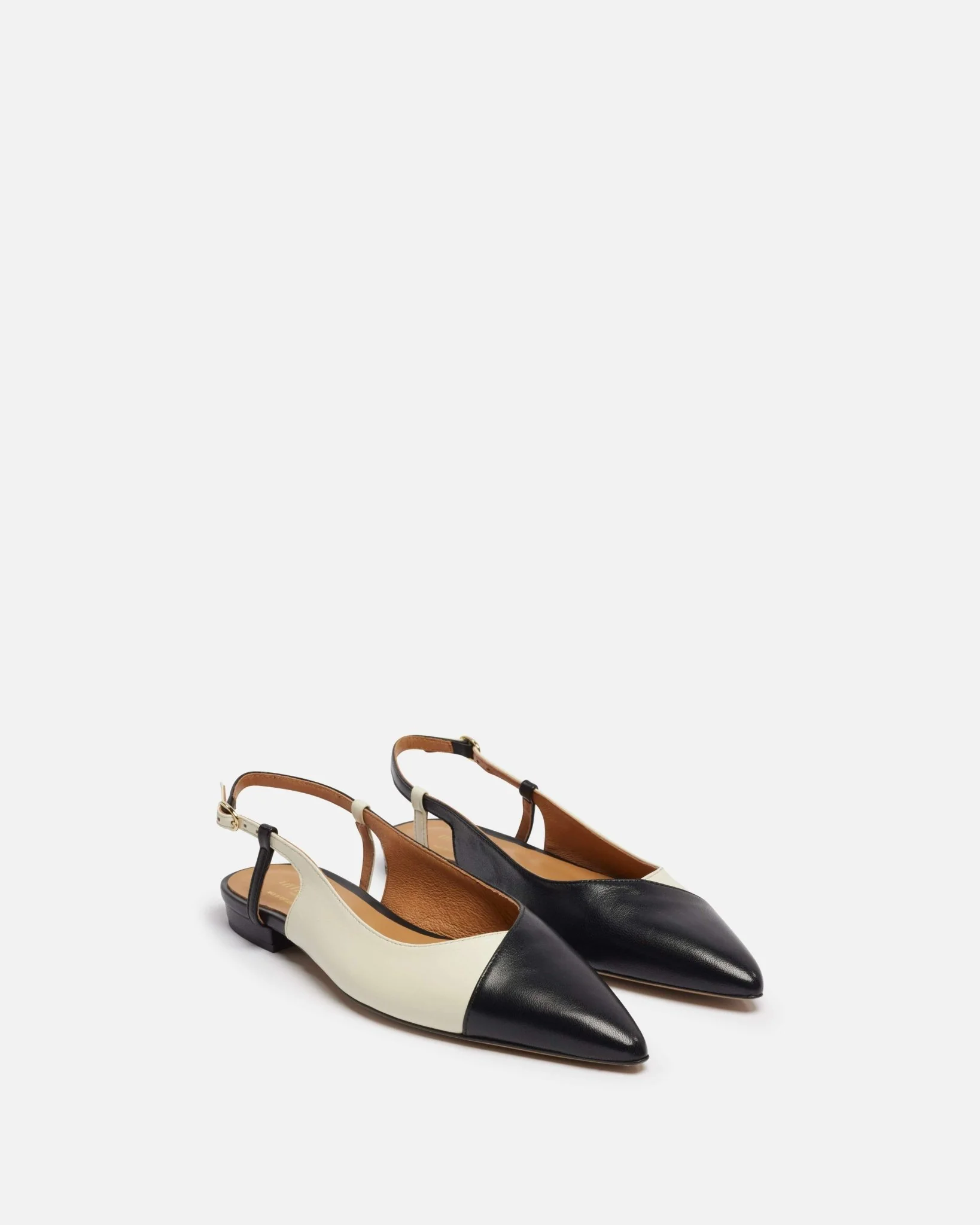 SLINGBACKS MIPOLL - En cuir noir & écru