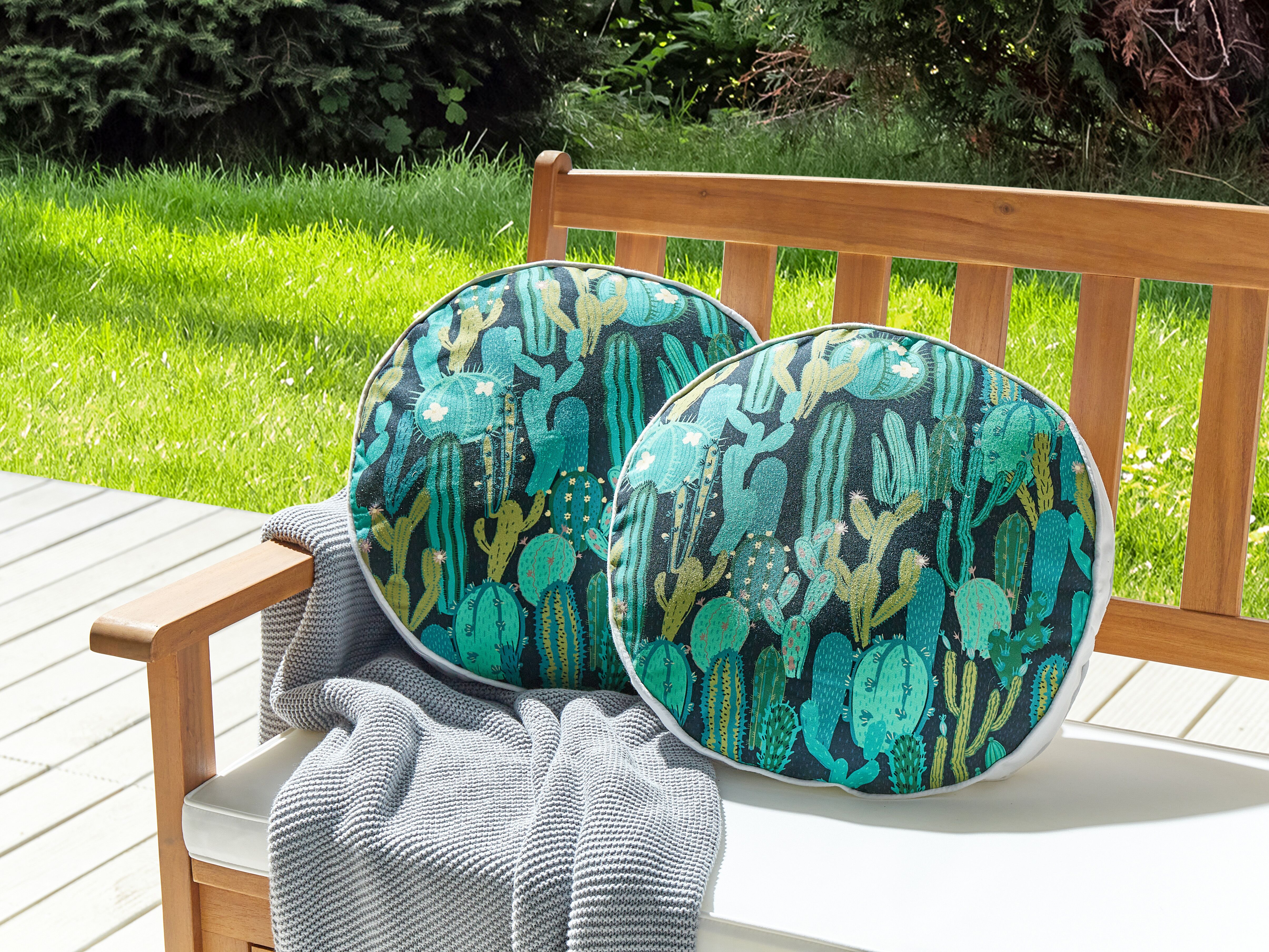 Set of 2 Outdoor Cushions BUSSANA Plant Pattern 40 x 40 cm Green