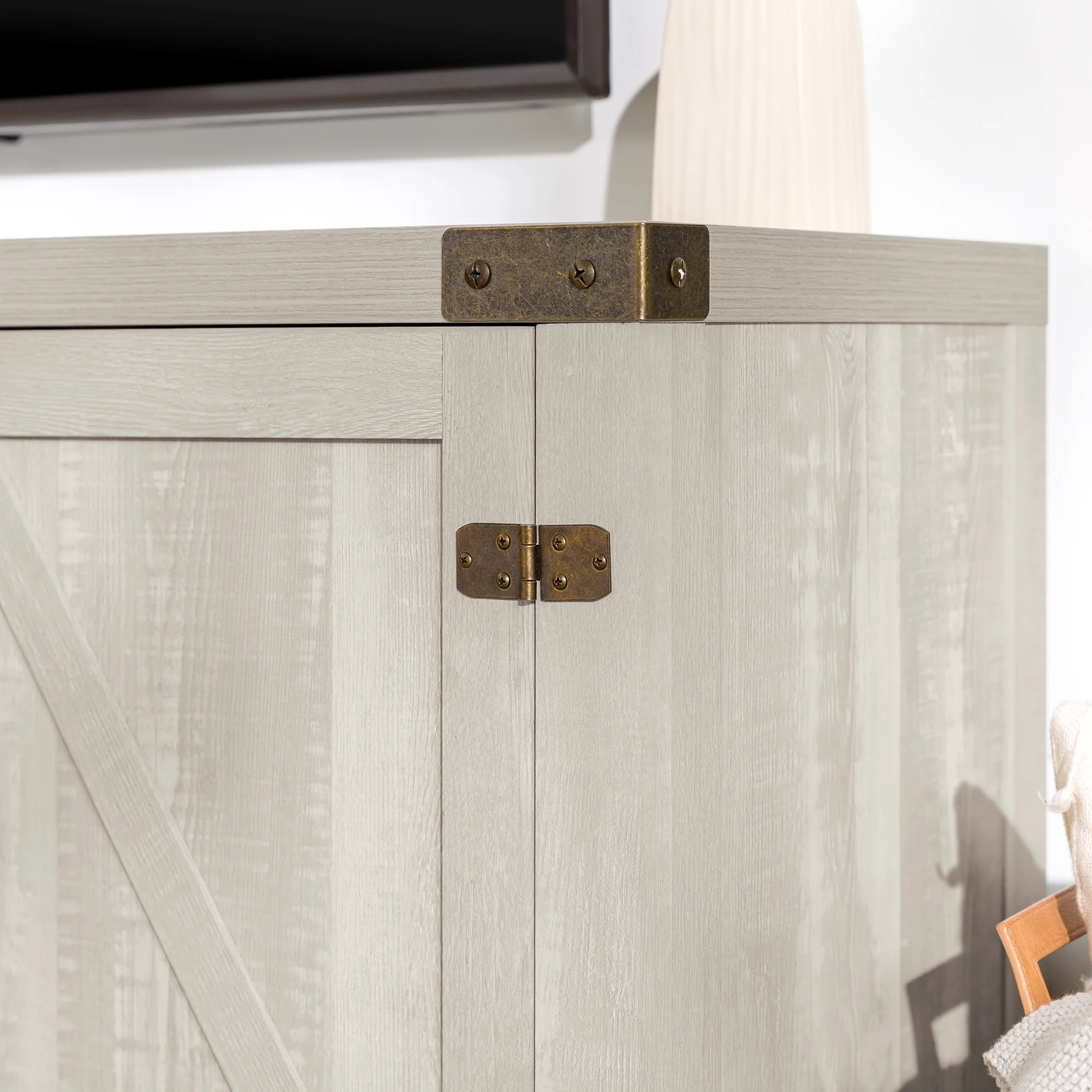 Walker Edison Modern Farmhouse Barn Door TV Stand for TVs up to 65", Grey Wash - Image 94