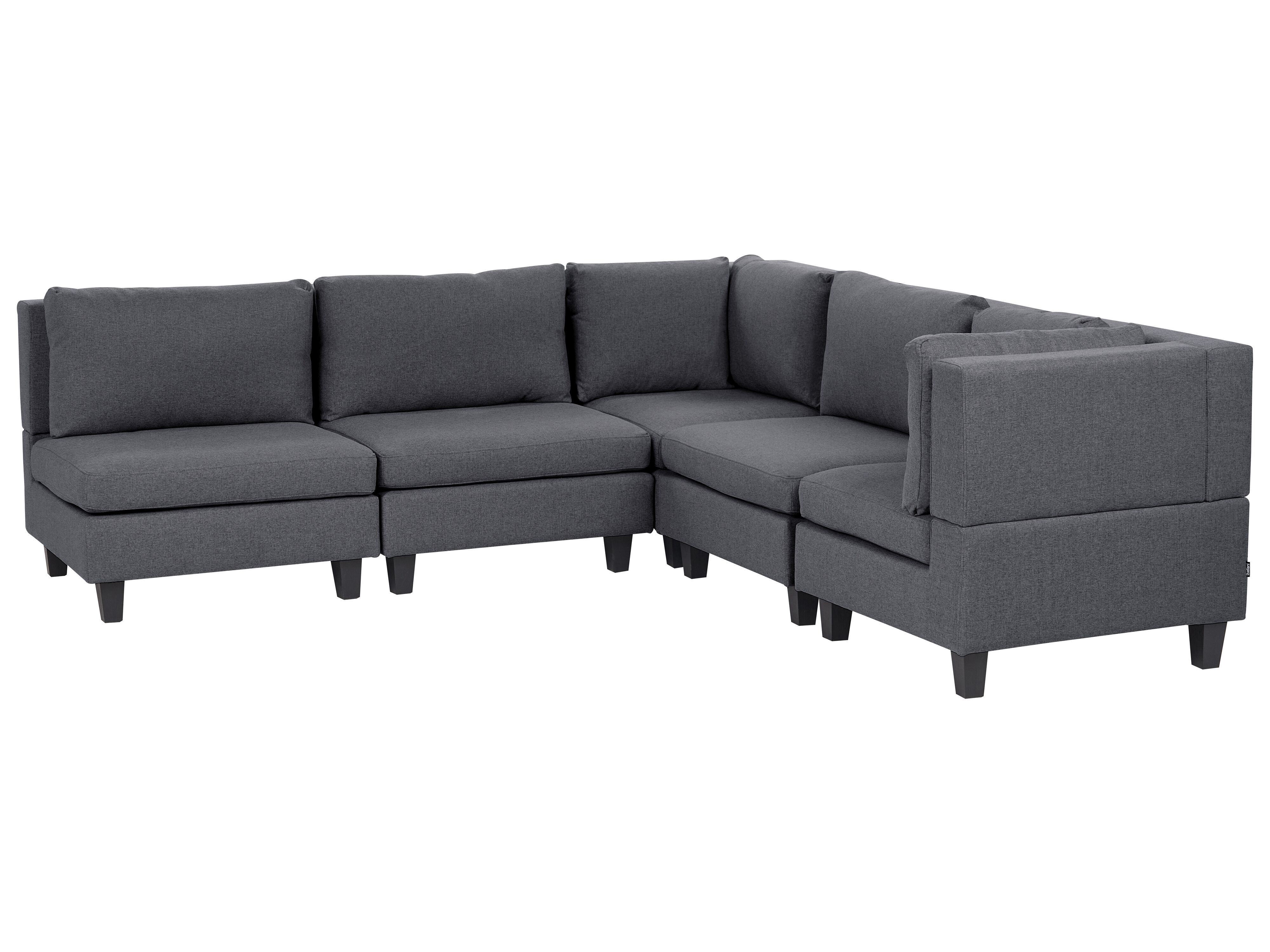 Modular Corner Sofa 5 Seater UNSTAD Fabric Dark Grey Left Hand