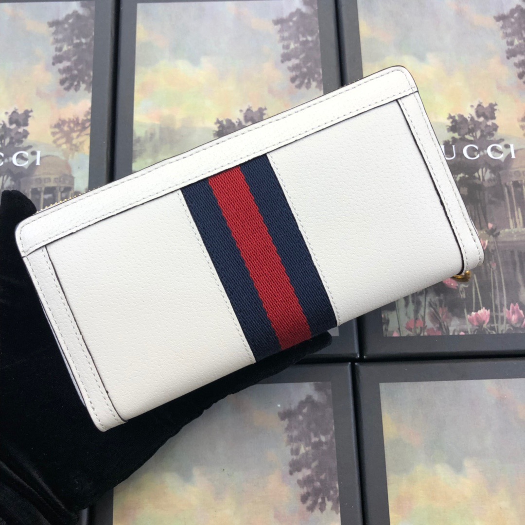 Replica Gucci Ophidia Zip Around Wallet Black/White1:1High-quality replica