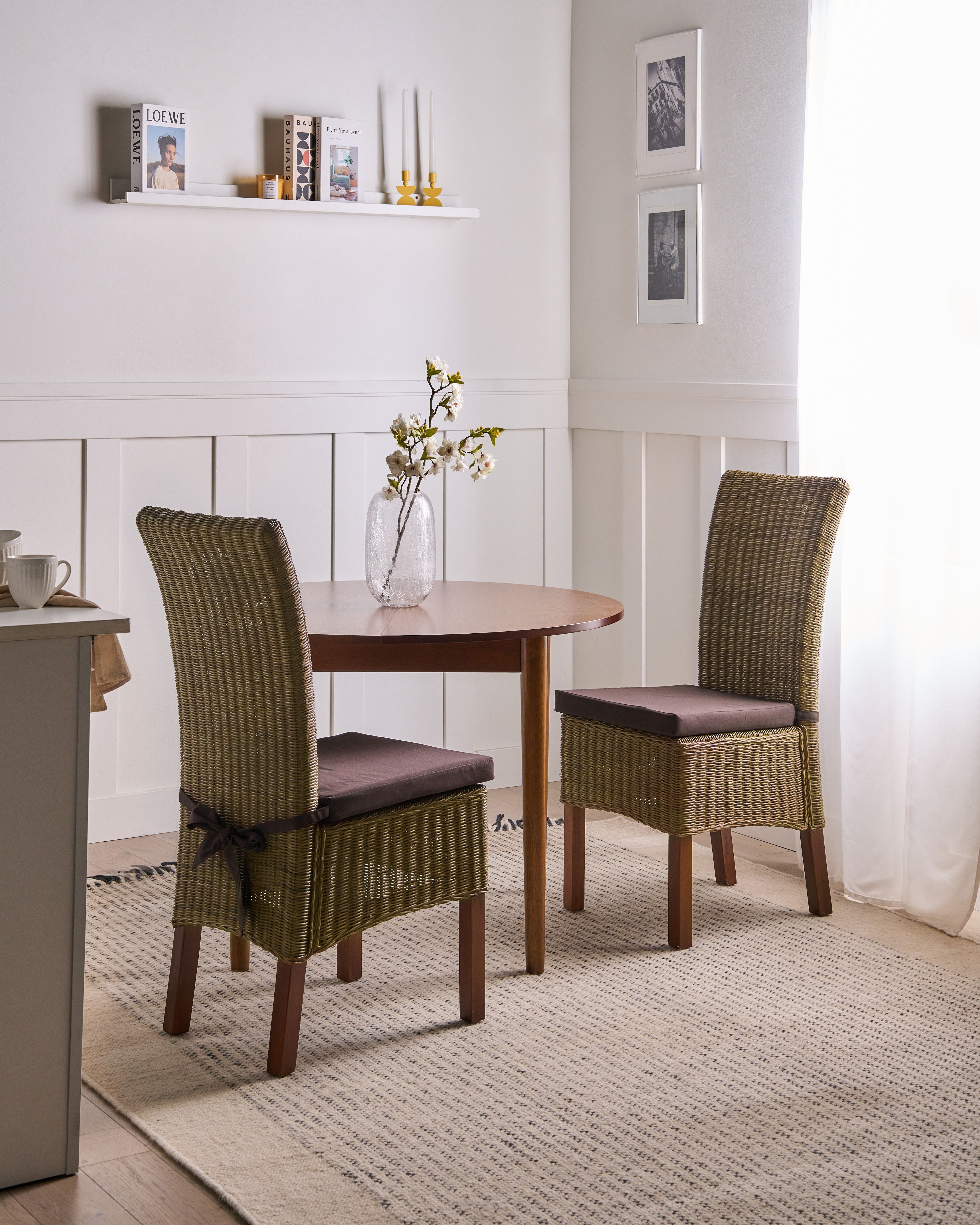 Set of 2 Dining Chairs ANDES Rattan Brown