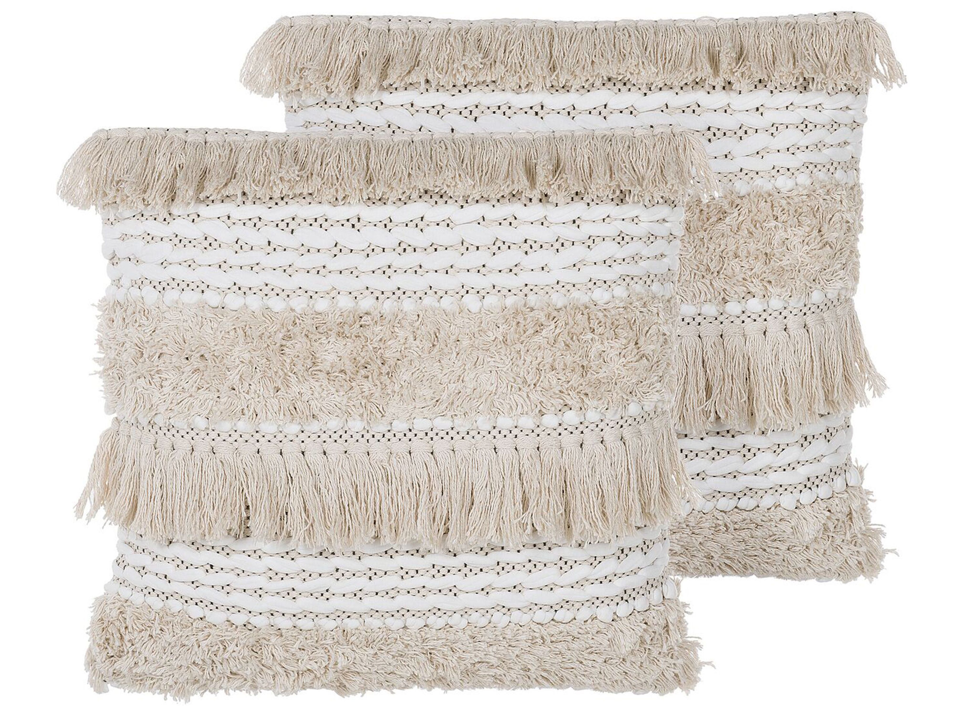 Set of 2 Decorative Cushions VILLUR Cotton 45 x 45 cm Beige Striped