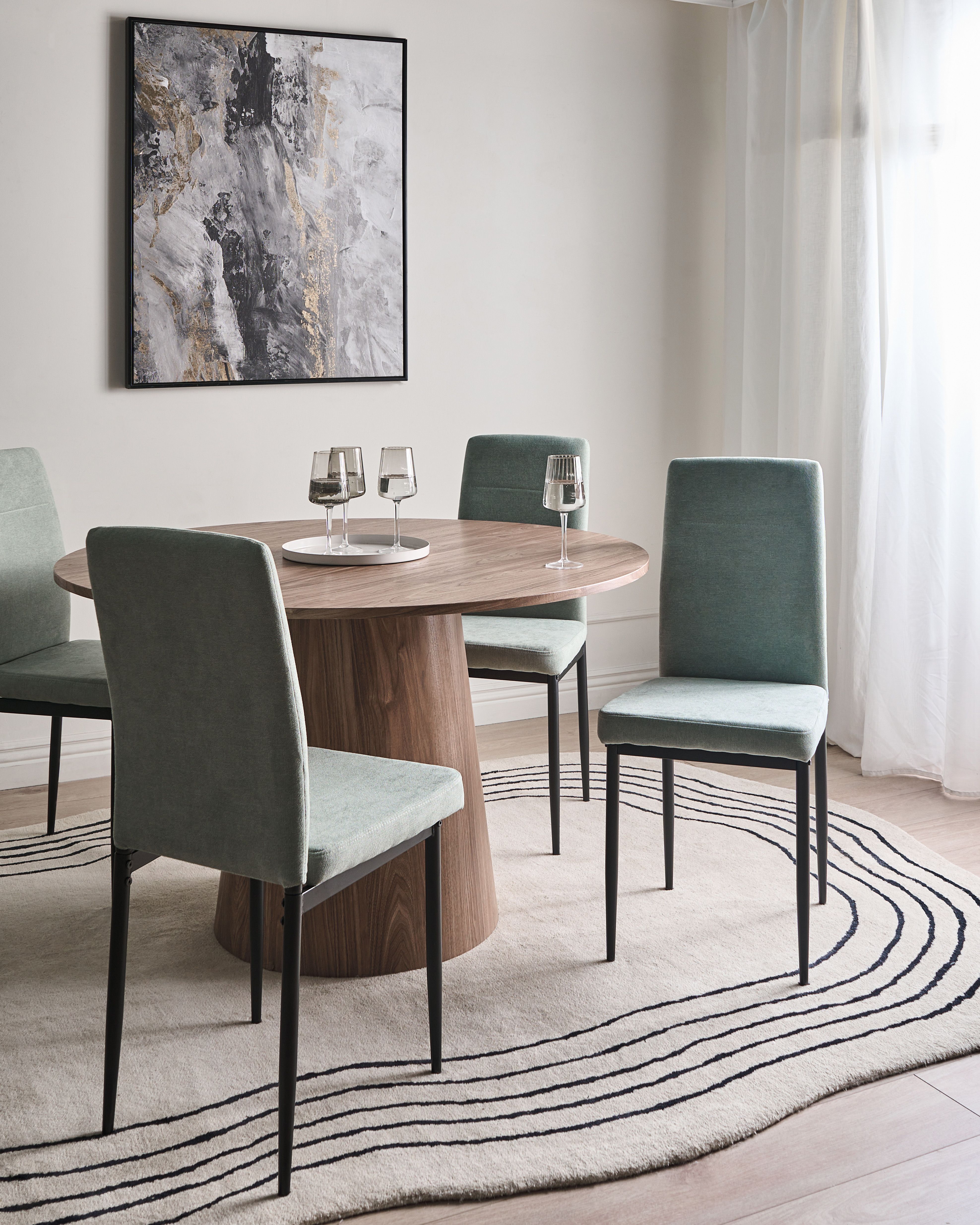 Set of 4 Dining Chairs RINER Fabric Light Green