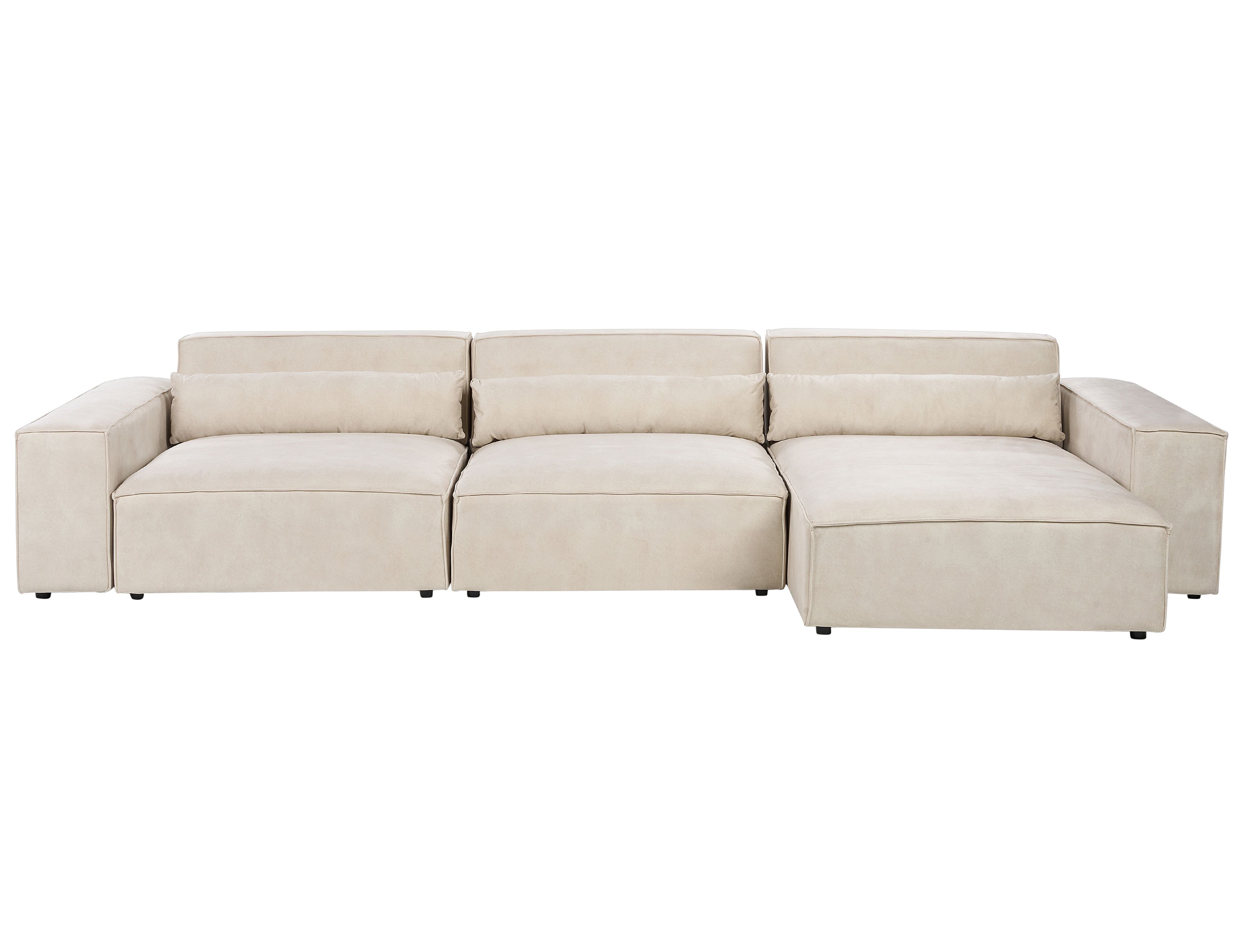 Modular Corner Sofa 4 Seater HELLNAR Velvet Light Beige Left Hand