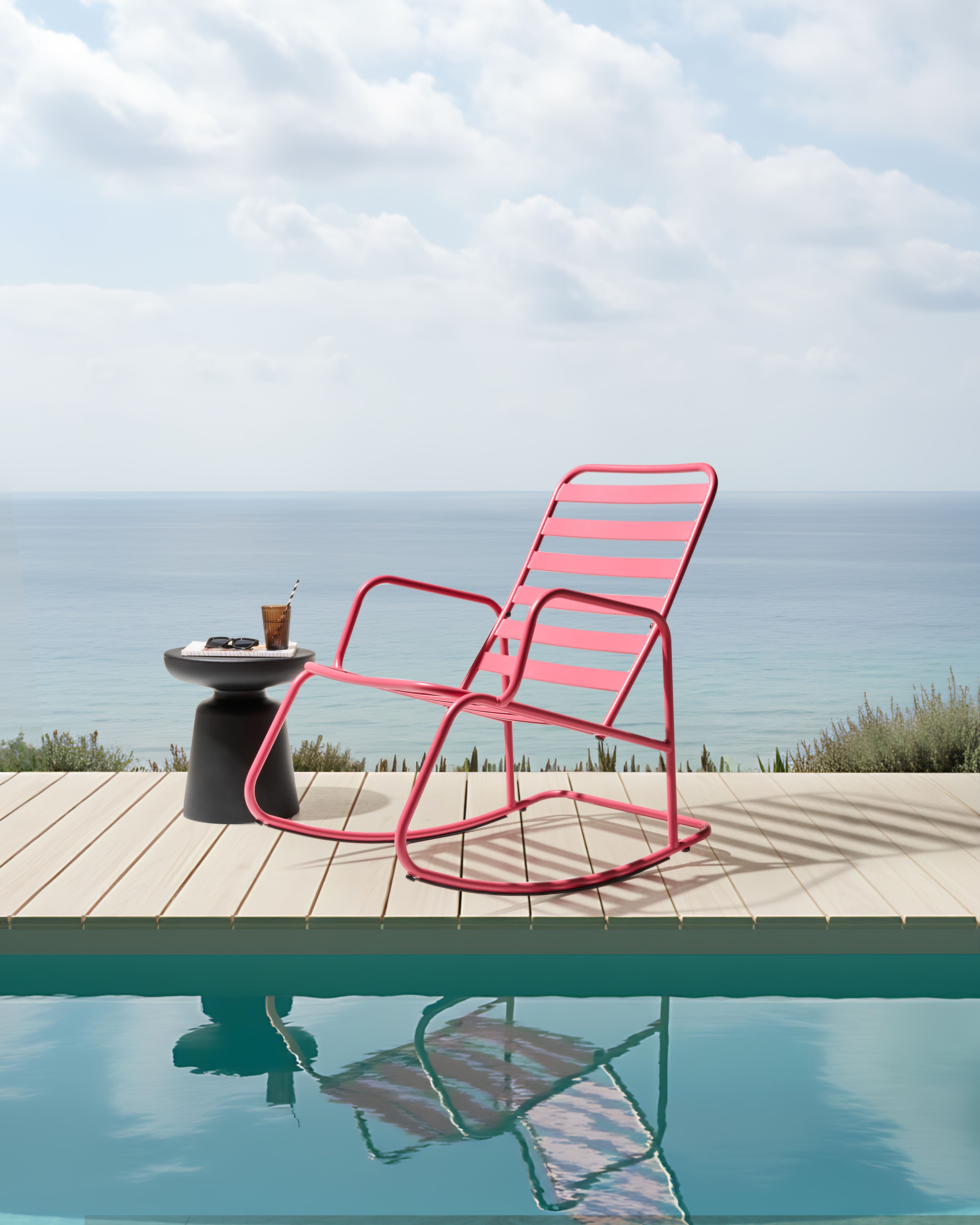 Garden Rocking Chair TURI Metal Pink