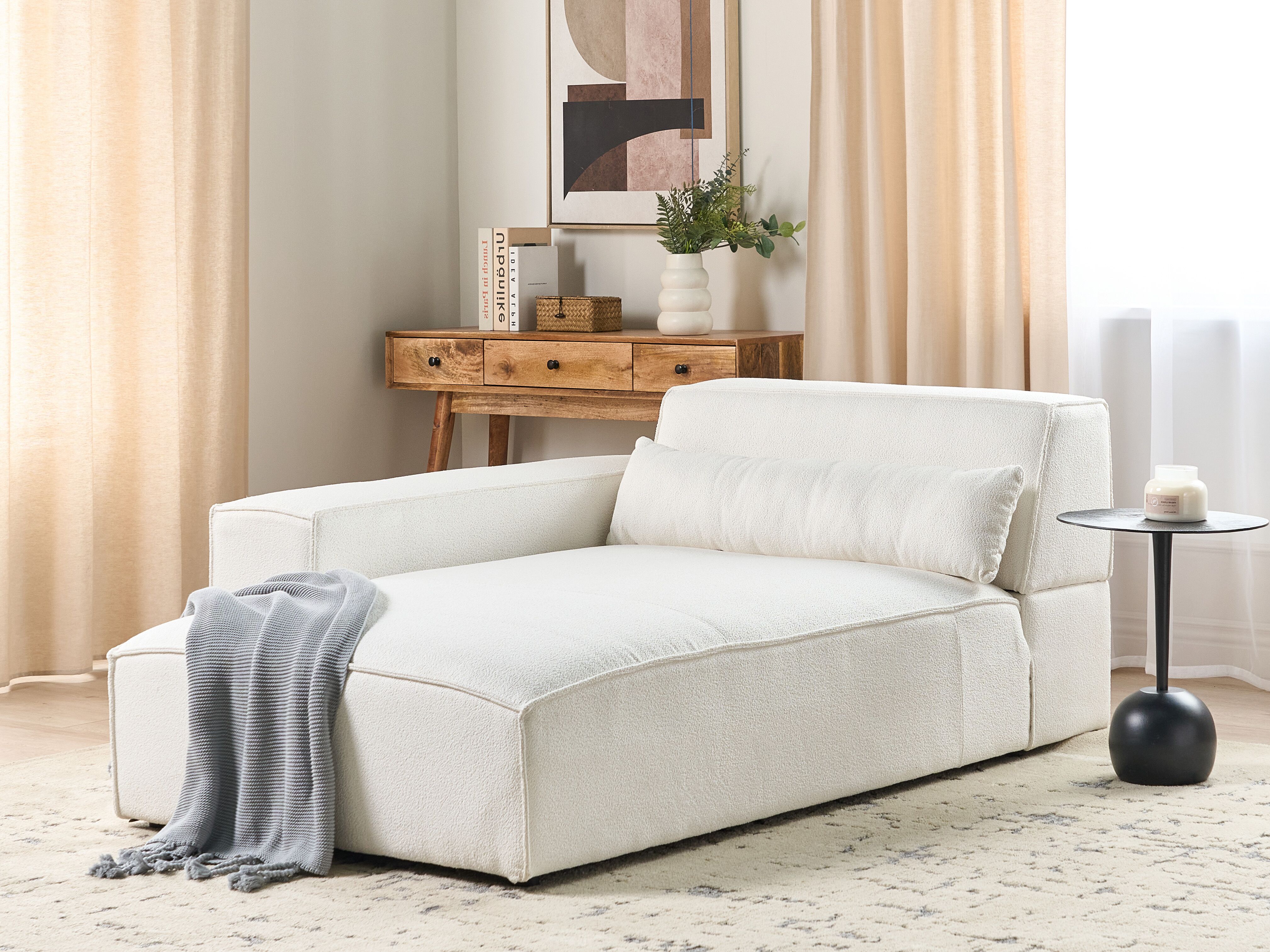 Right-Hand Chaise Lounge HELLNAR Boucle Off-White