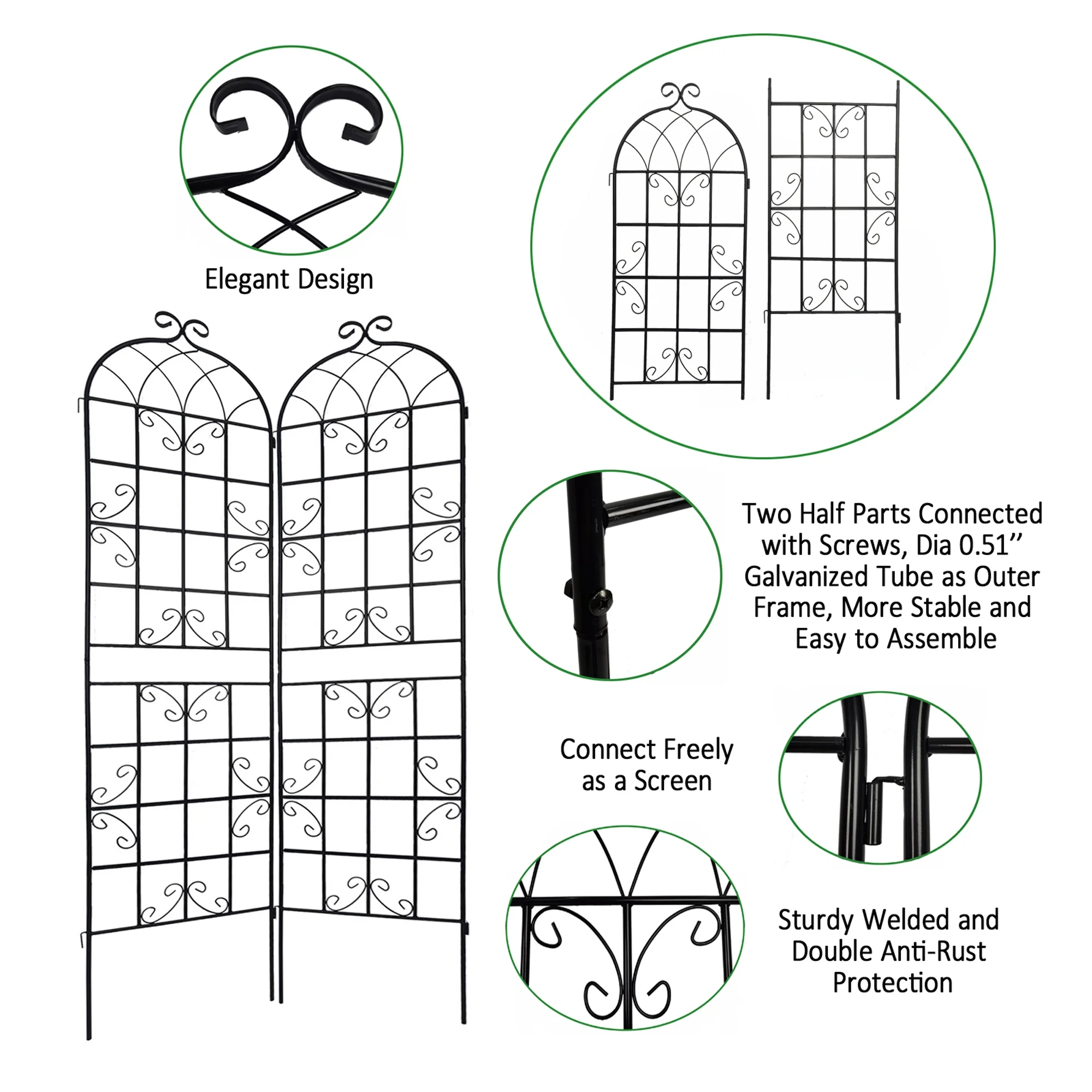 Miniyam 4 Pack Garden Trellis for Climbing Plants, 86.7