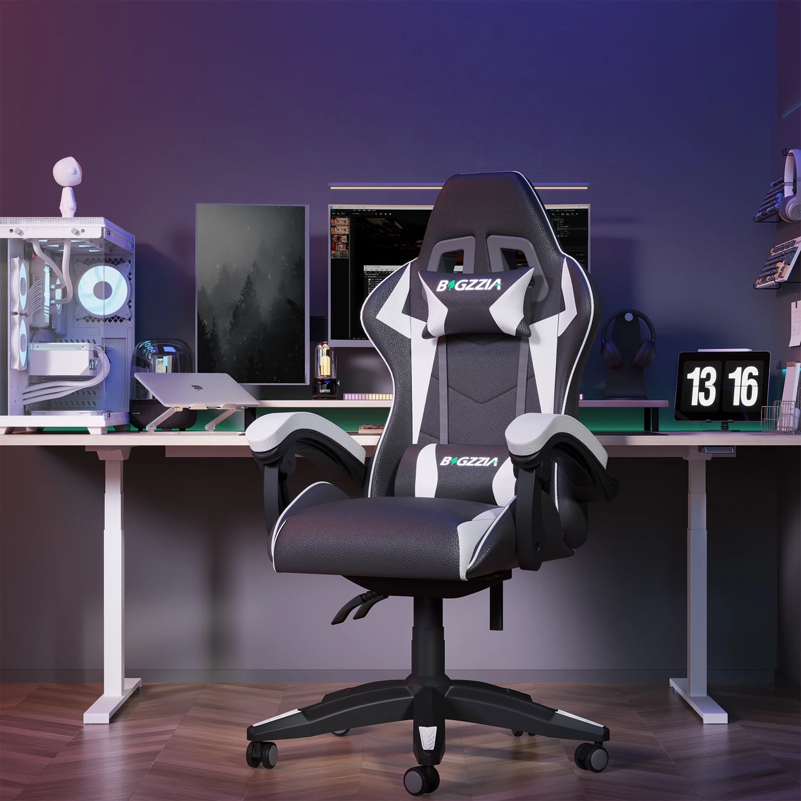 Bigzzia Gaming Chair with Footrest, Gaming Chair for Adult with Headrest and Lumbar Support,Red - Image 28