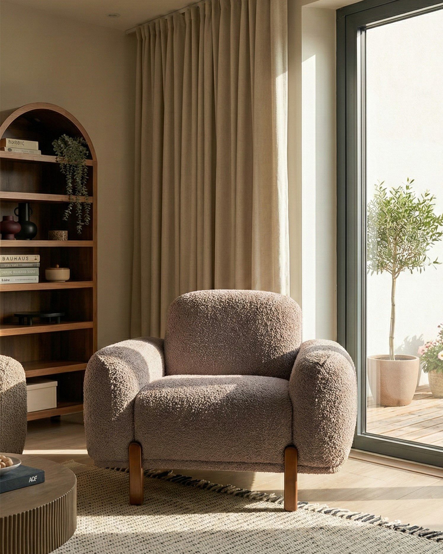 Armchair ODNES Boucle Taupe