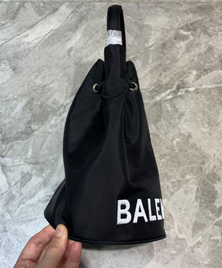Balenciaga Wheel XS Drawstring Bucket Black - Replicaclubs