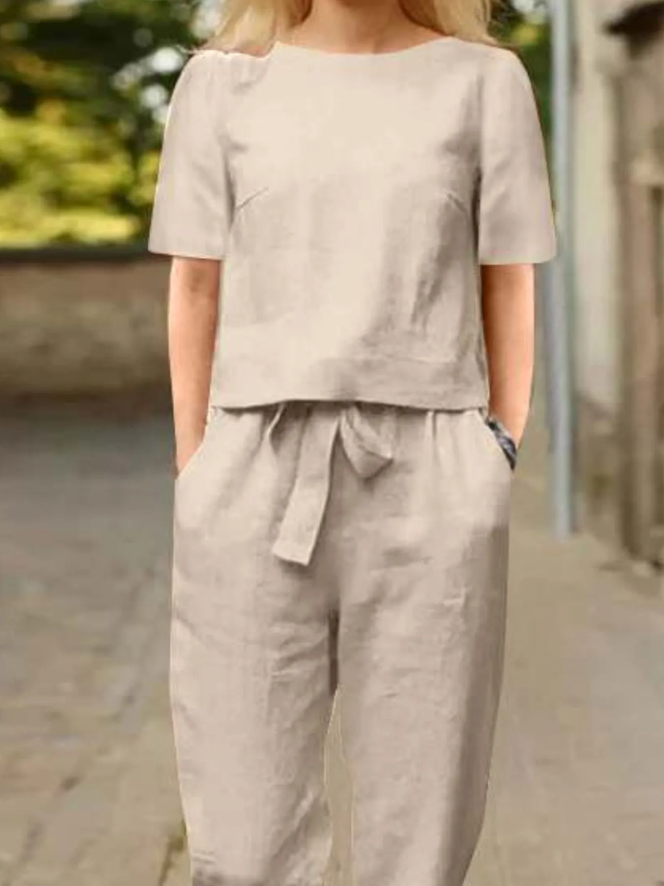 Full Size Round Neck Short Sleeve Top and Pants Set Plus Size - ZKZOOK