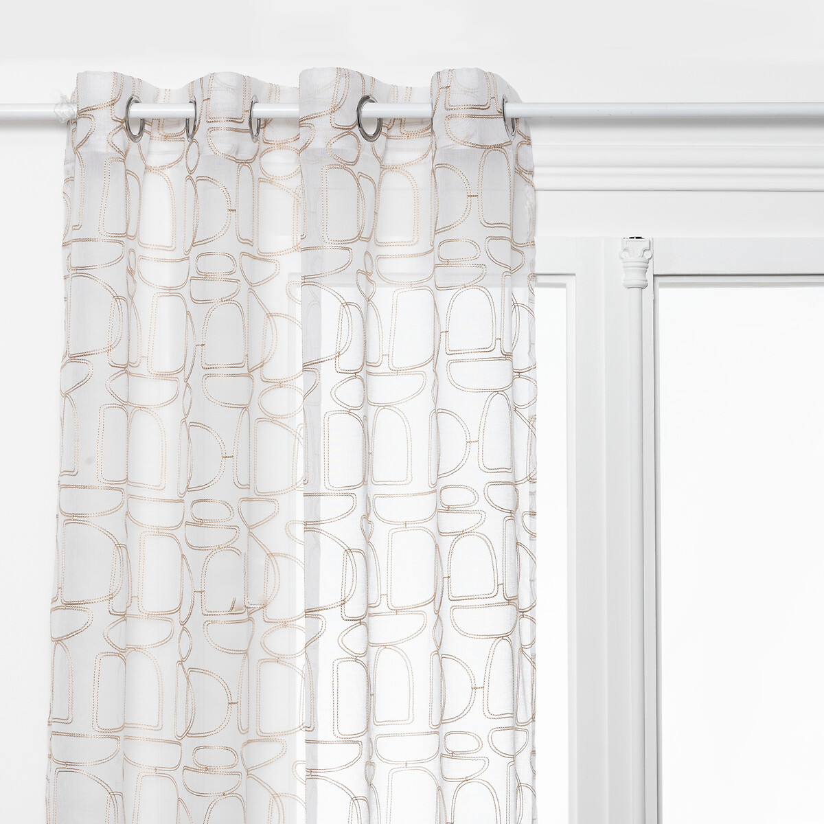 Embroidered voile curtains "Hania" Beige, 140x240 cm