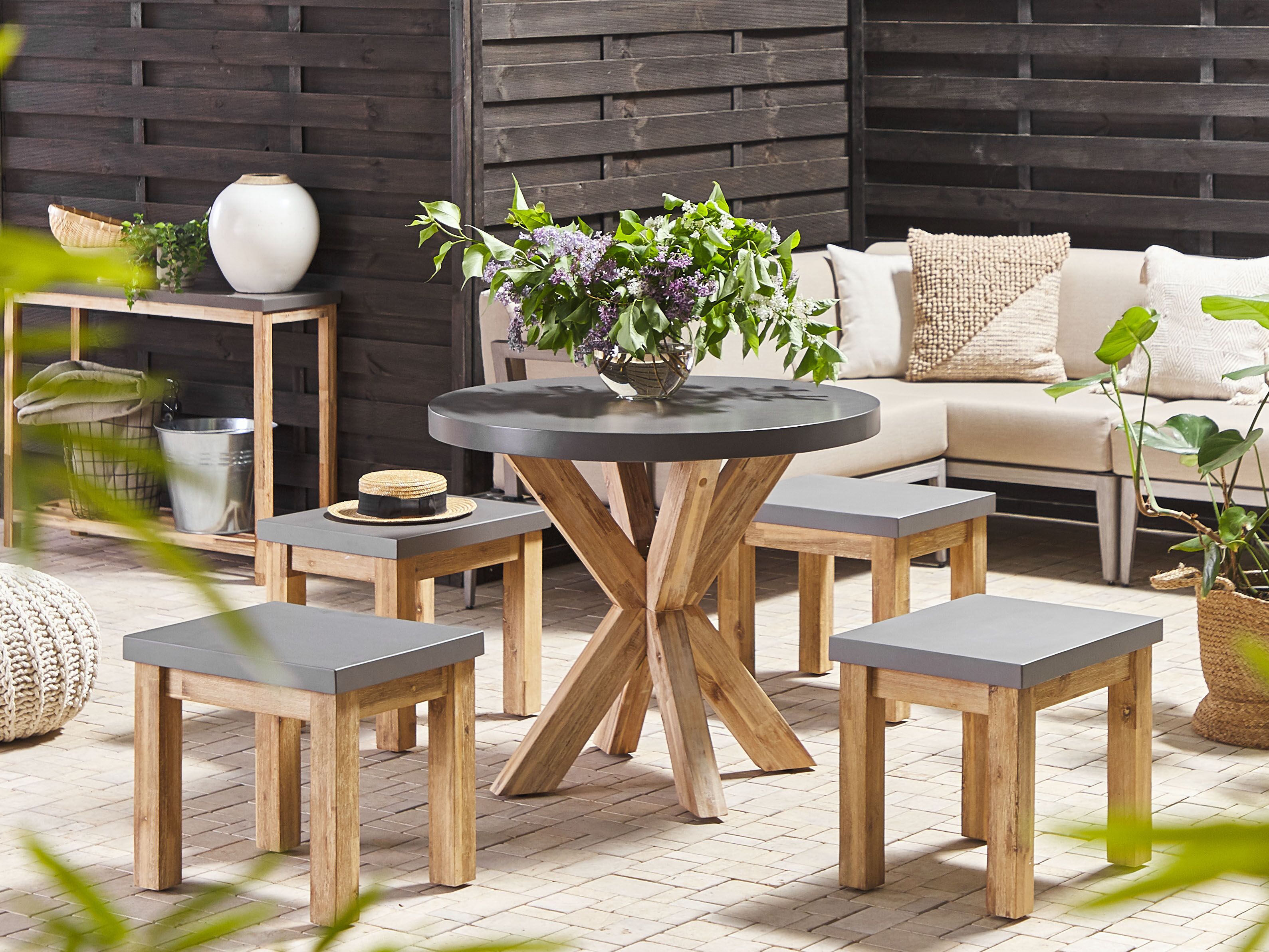 Garden Dining Table OLBIA 90 cm 90 cm Concrete Grey