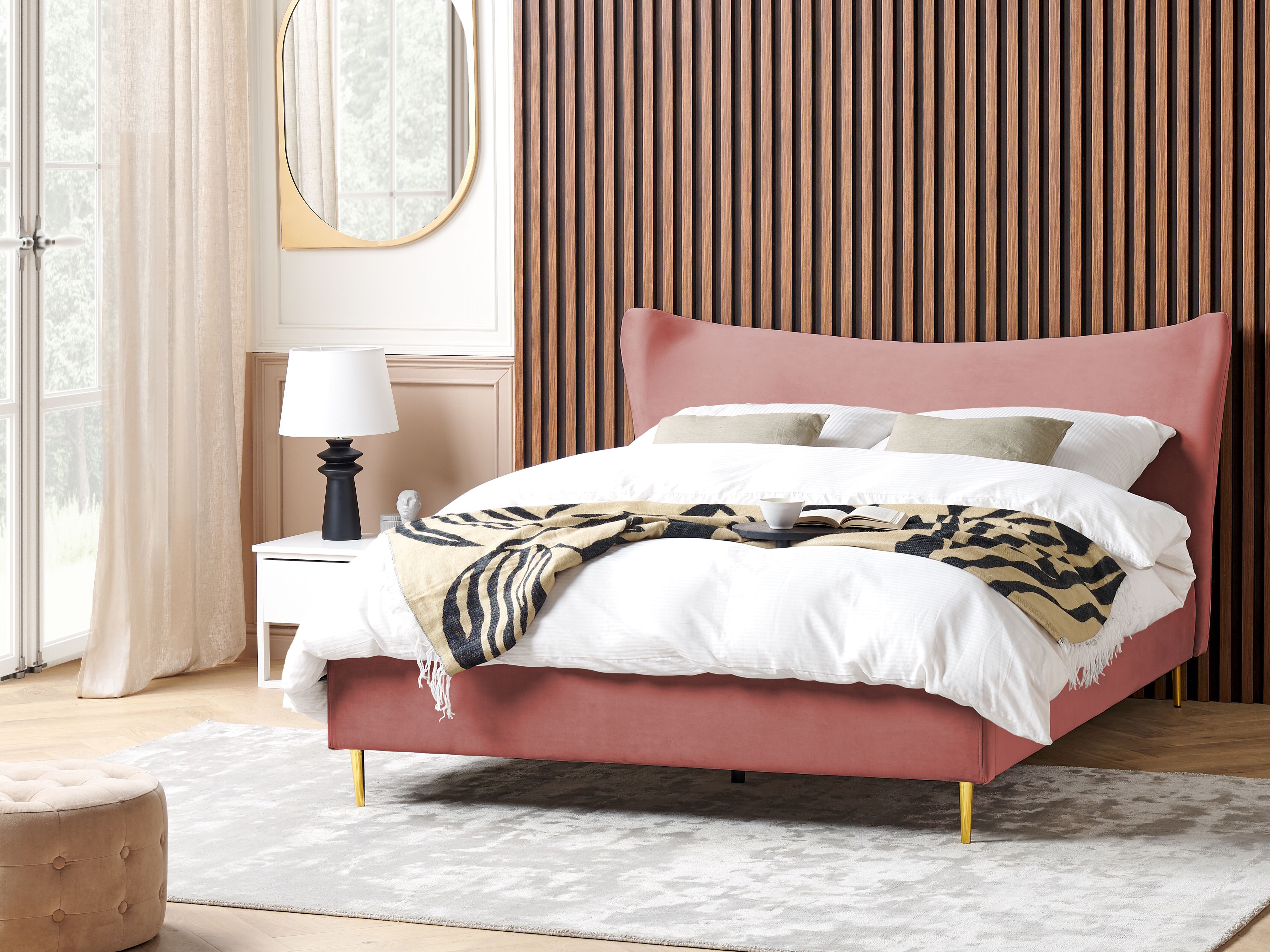 Bed Velvet CHALEIX 180 x 200 cm (EU Super King) Peach Pink