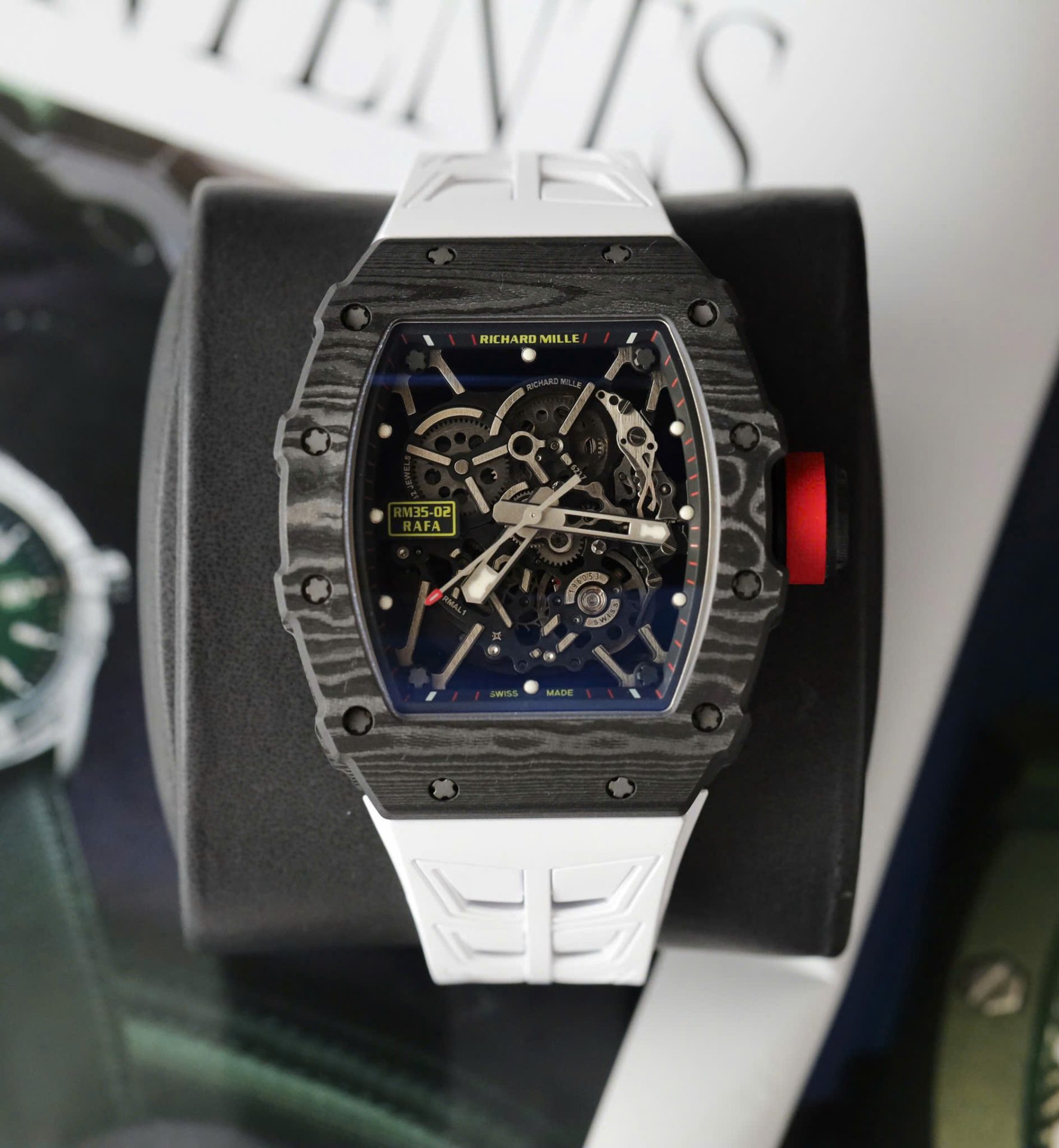 Richard Mille RM35-02 Knock Off Watches Carbon Super Light Rubber Strap Red ZF Factoy 44mm - Top club