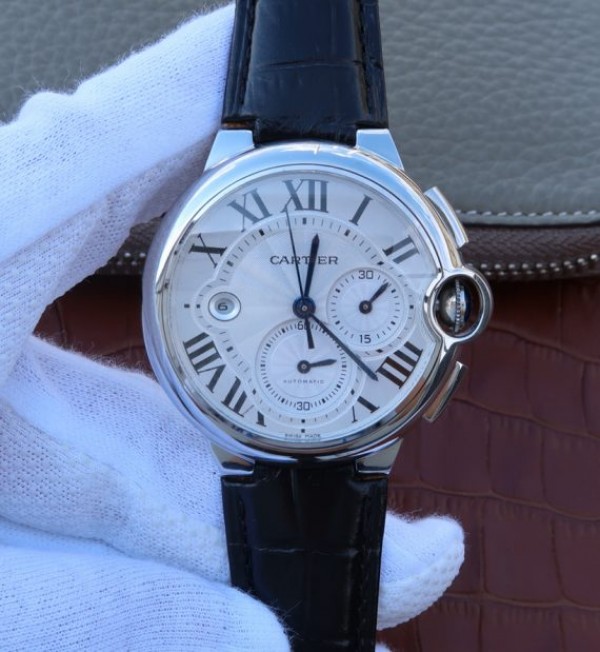 Replica Cartier Ballon Bleu De Cartier Chrono SS White Dial A8101 - Top club