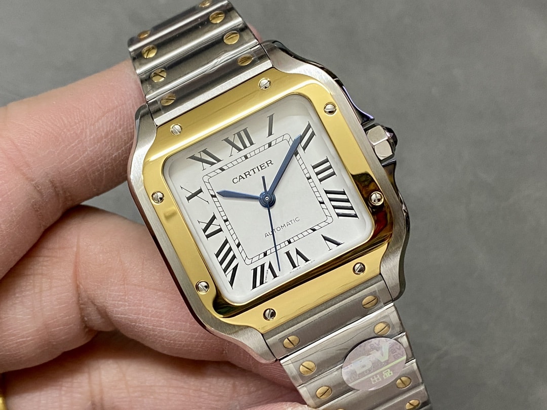 Fake Cartier Watch Santos medium model Manufacture mechanical movement Steel/Yellow Gold Silver Dial W2SA0016(1:1 replica) - Top club