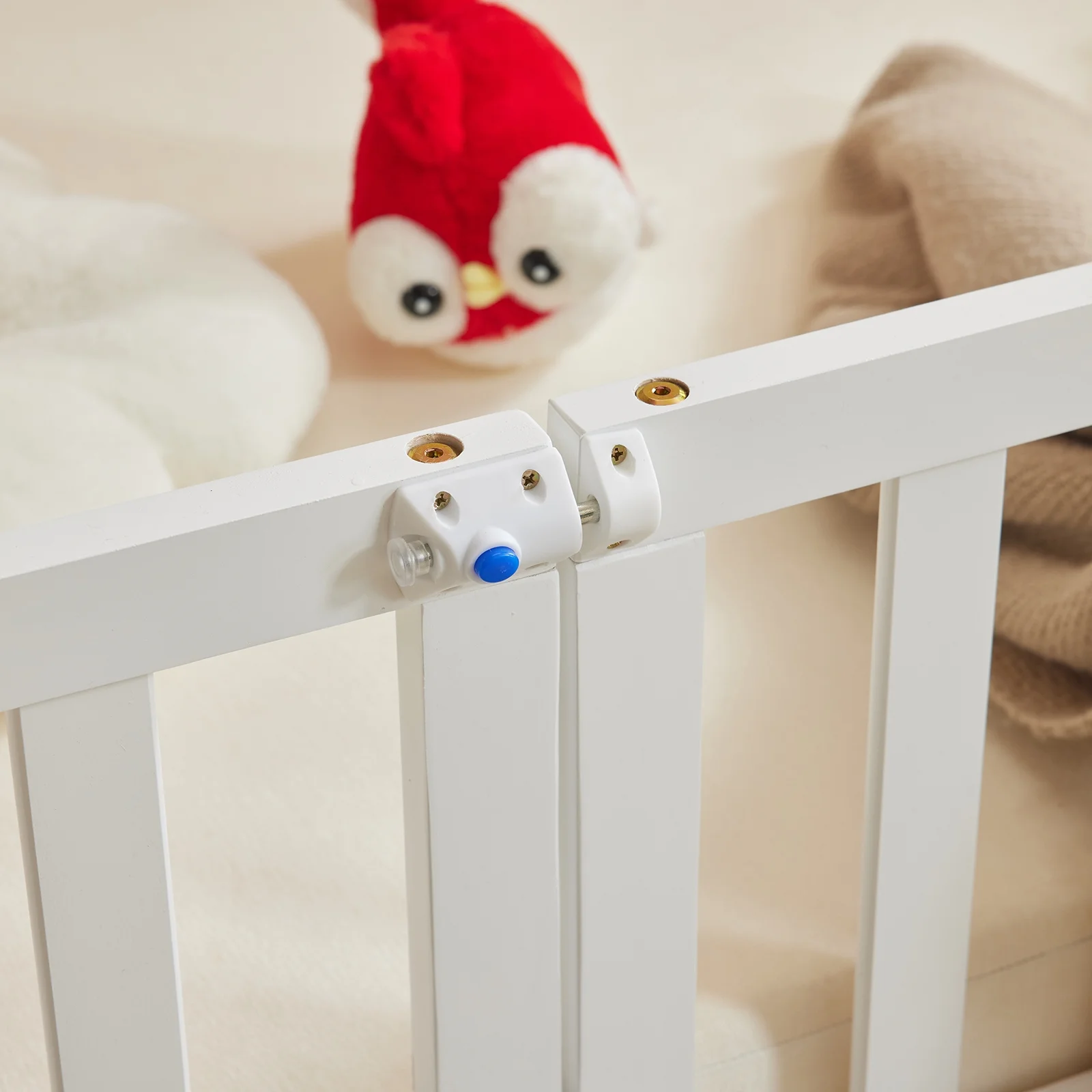 Zimtown Montessori Floor Bed Frame, Full Size Kids Toddler Bed with Fence and Door, Wooden Platform Bed, White - Image 8