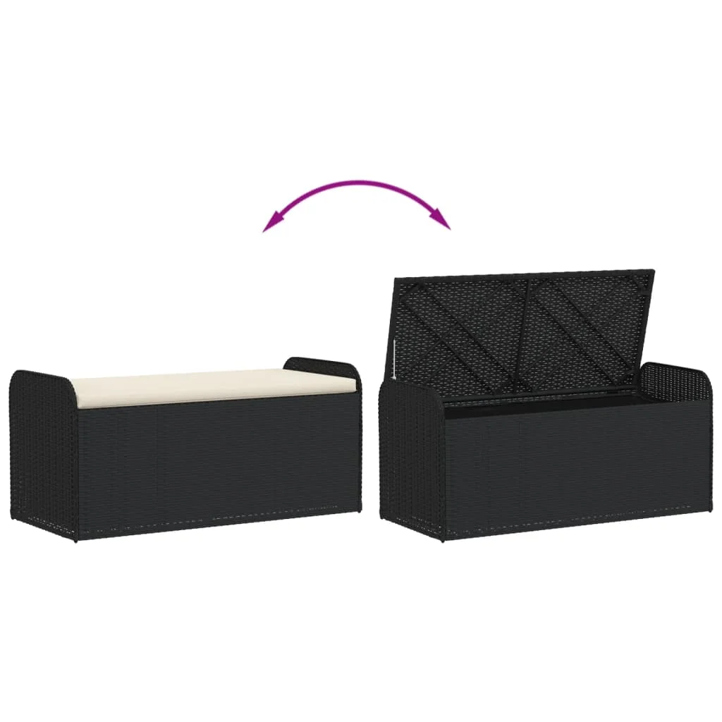 vidaXL Storage Bench with Cushion Outdoor Garden Seat Furniture Poly Rattan - Image 33