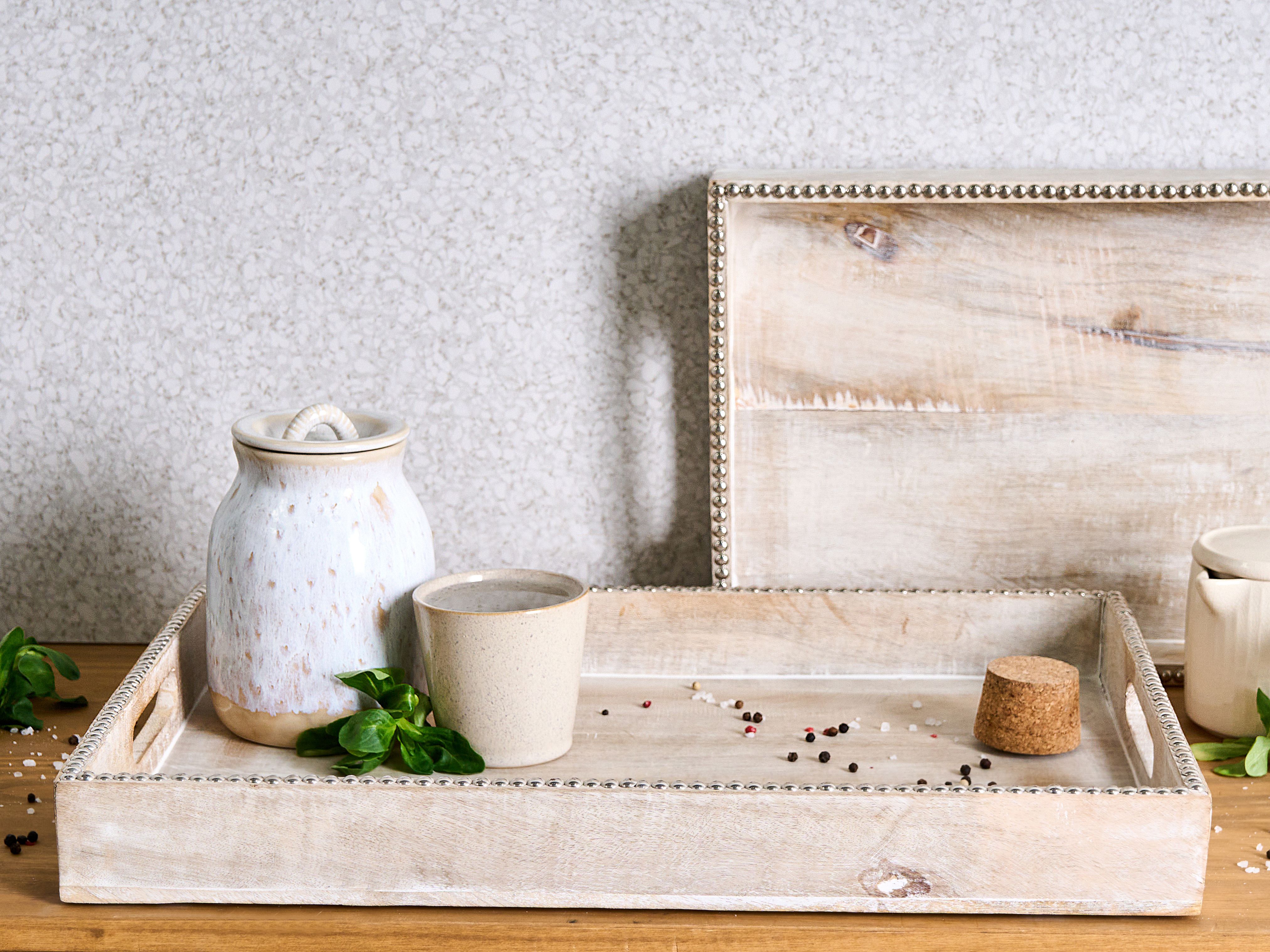 Set of 2 Serving Trays QUENA Mango Wood Light Brown