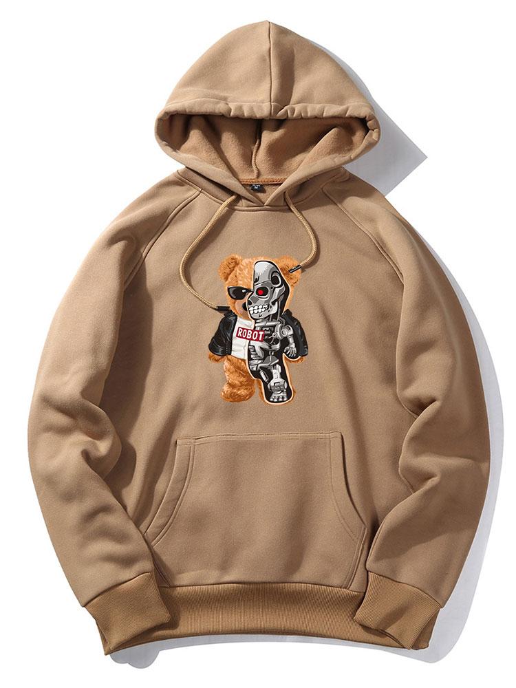 Robotic Bear Print Hoodie