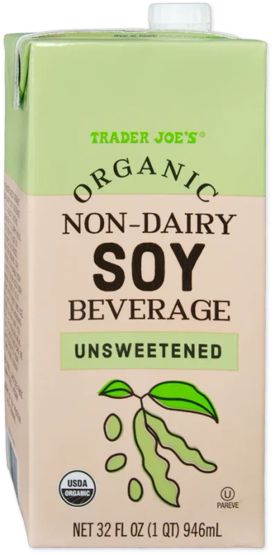 Organic Unsweetened Soy Beverage Dairy Free High Protein Vegan Milk Alternative
