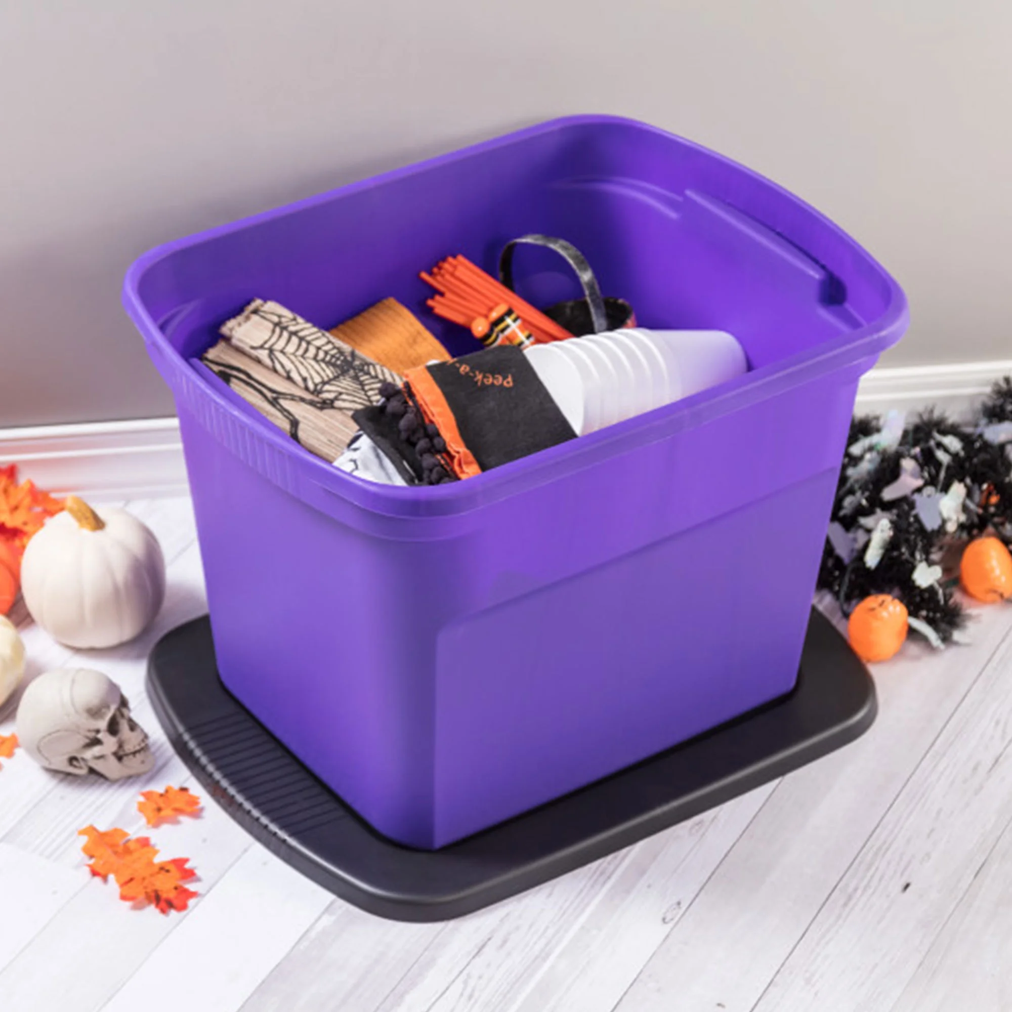 Sterilite 18 Gallon Orange Plastic Storage Container Bin Tote with Lid (8 Pack) - Image 11