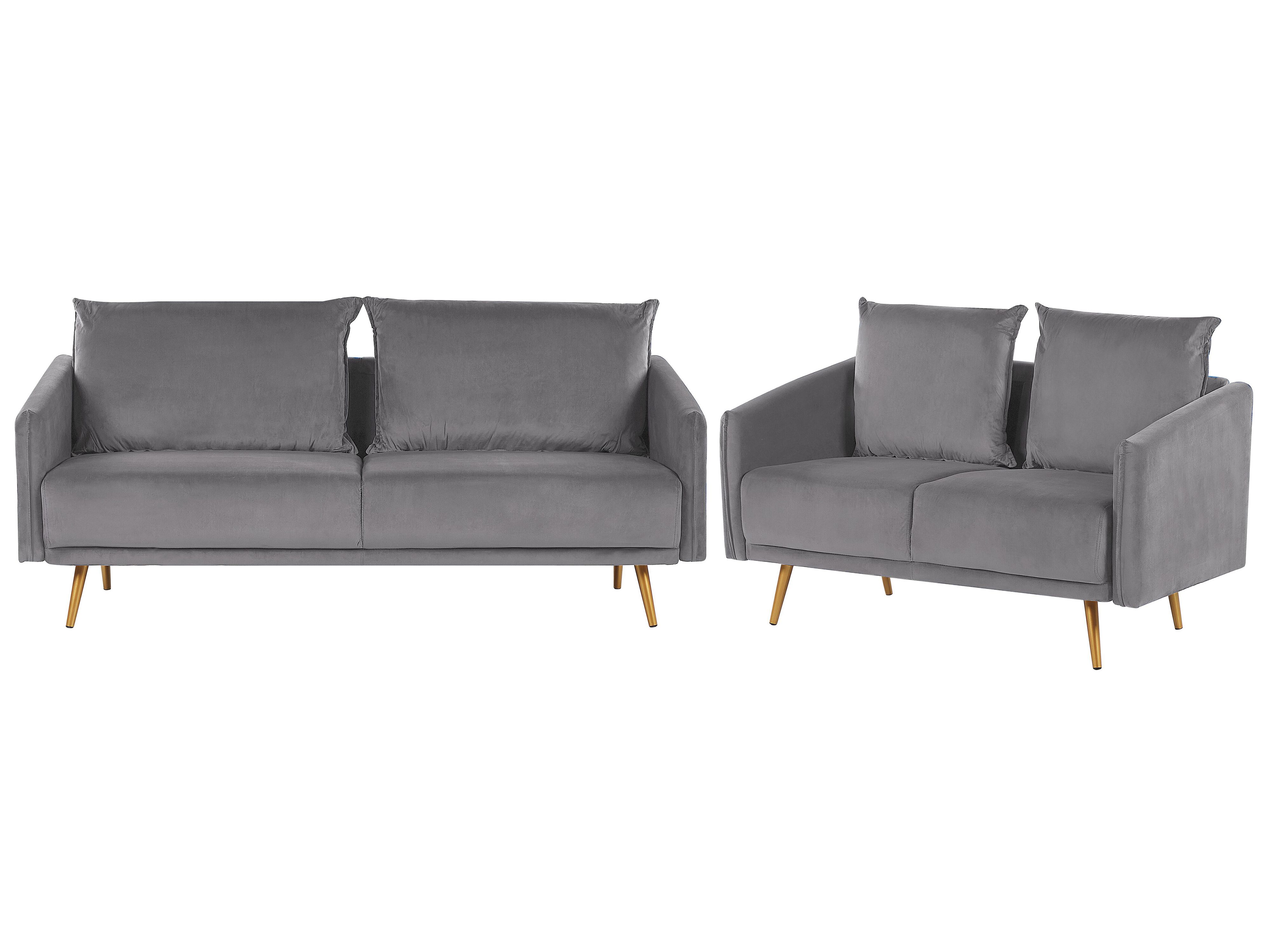 Living Room Set 5 Seater MAURA Velvet Grey