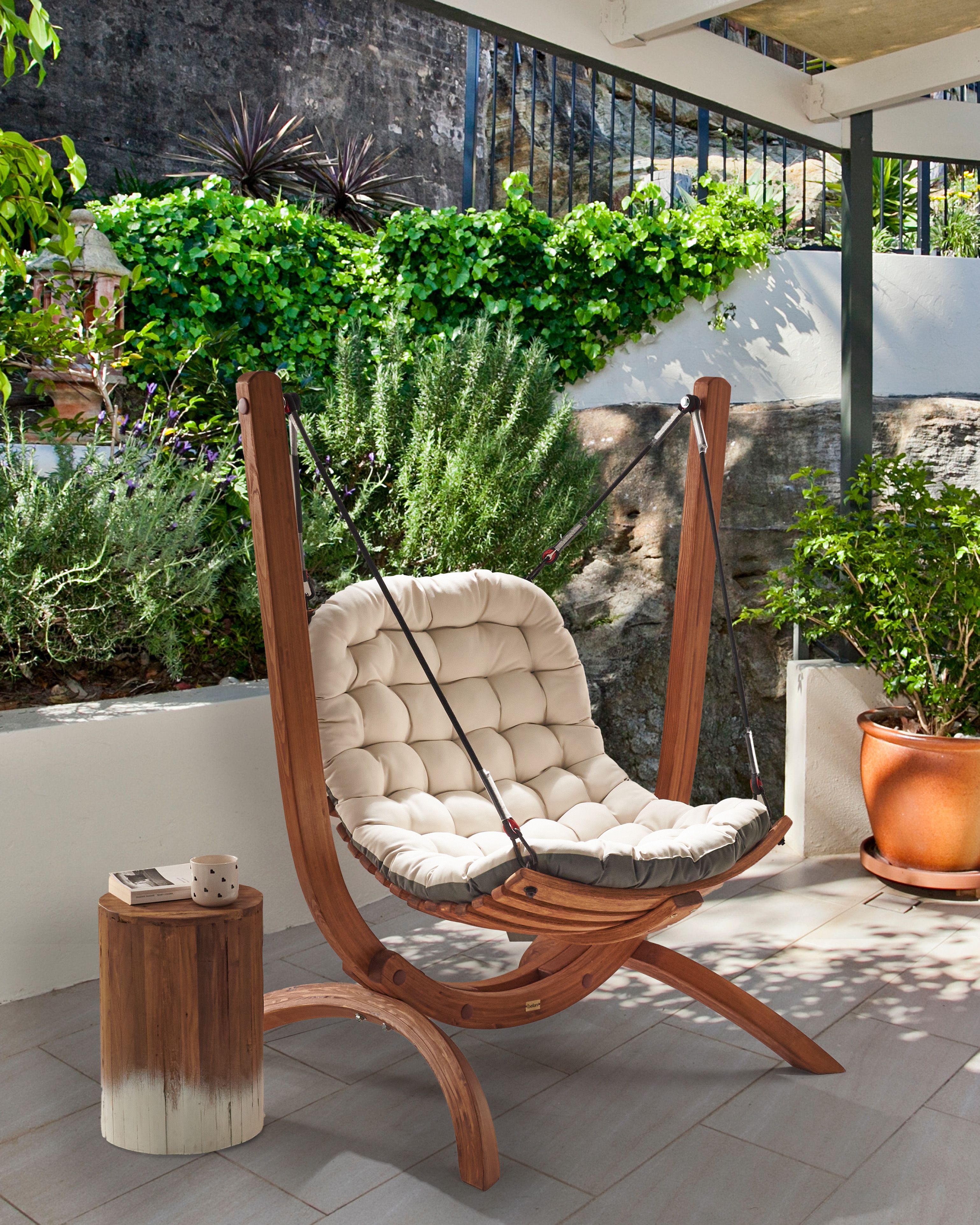 Patio Swing ALLISTE Larch Wood Brown