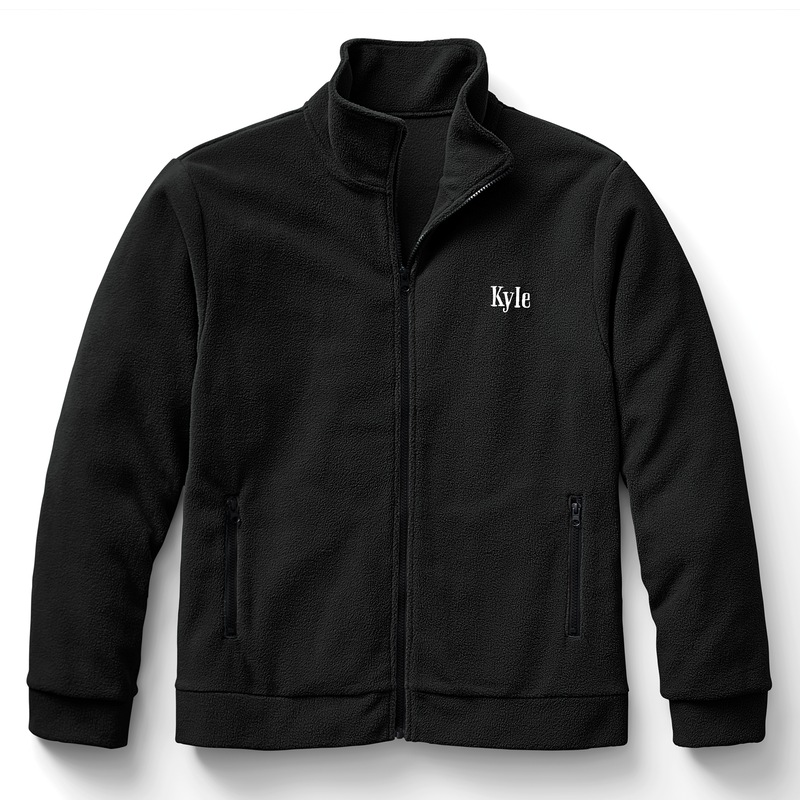 Personalized Men's Fleece Jacket with Front Zipper and Embroidered Name - MIDNIGHT VELVET CATALOG