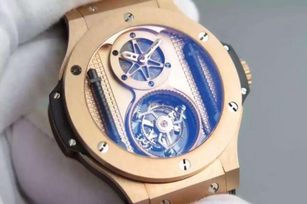 Replica Hublot Big Bang 44mm Vendome Real Tourbillon Rose Gold Black Gummy - Top club
