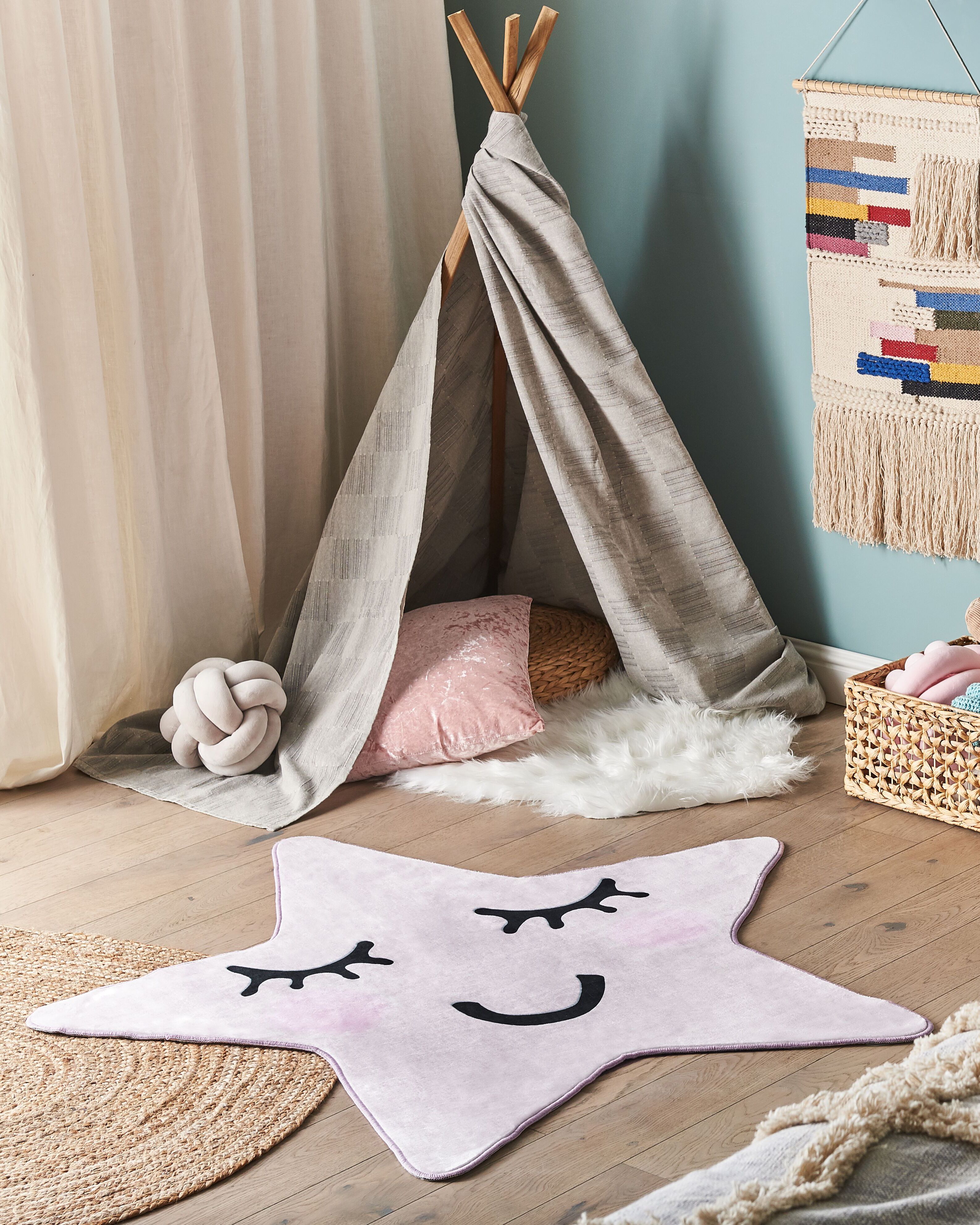 Kids Rug SIRIUS Pastel Pink 120 x 120 cm