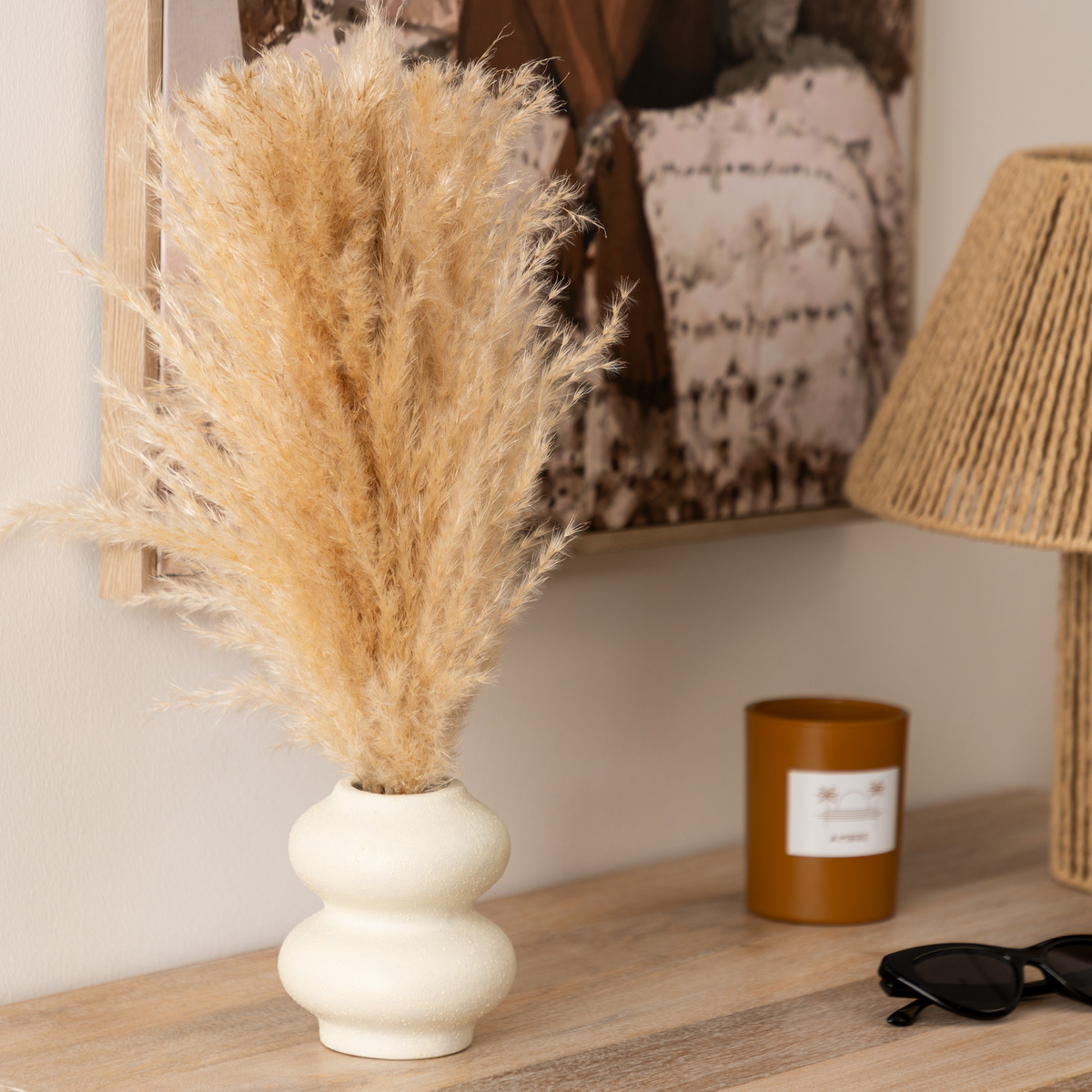 Floral arrangement with vase "Glen" Ceramic vase, White, H.42 cm