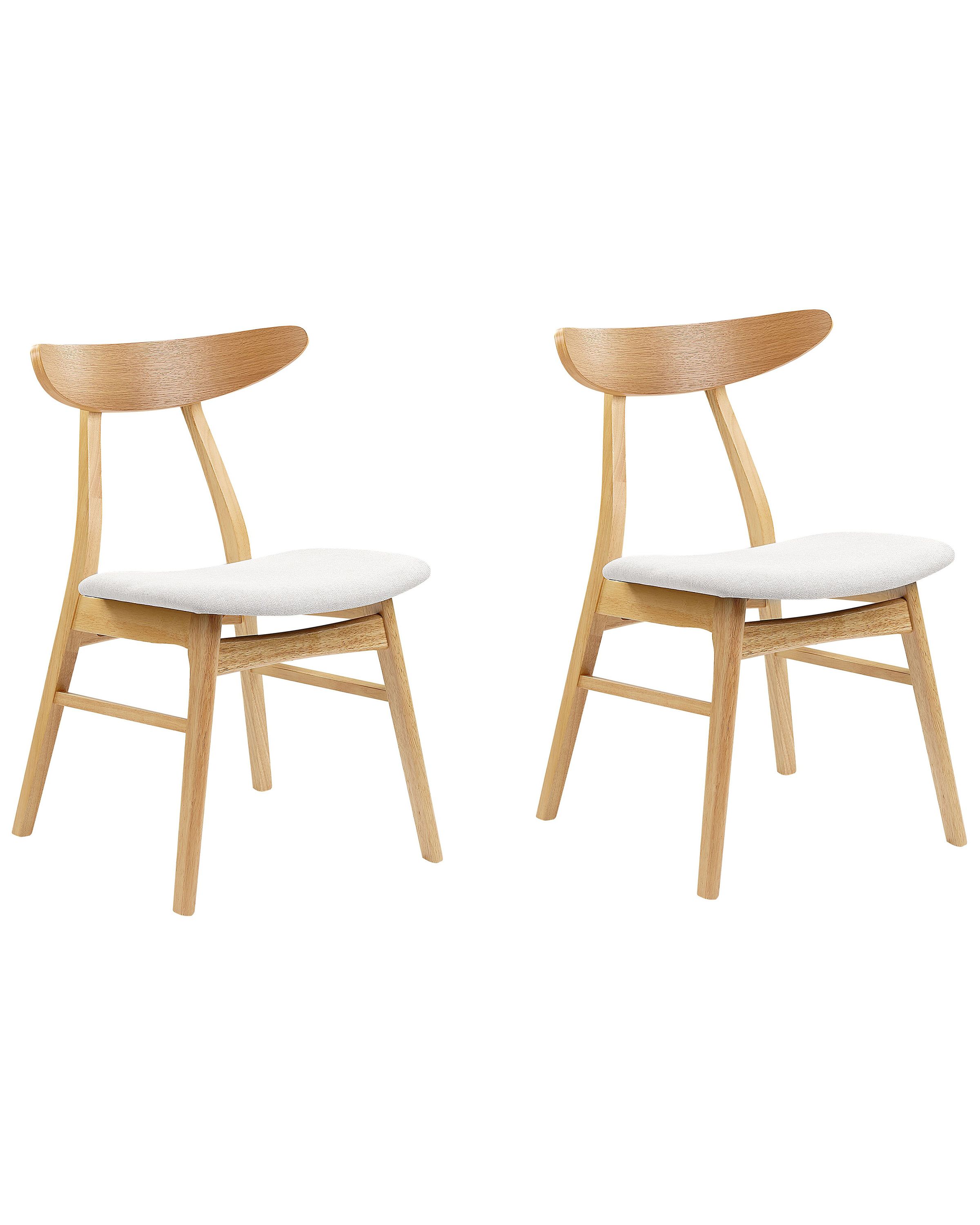 Set of 2 Dining Chairs LYNN Wood Light Brown/ Grey