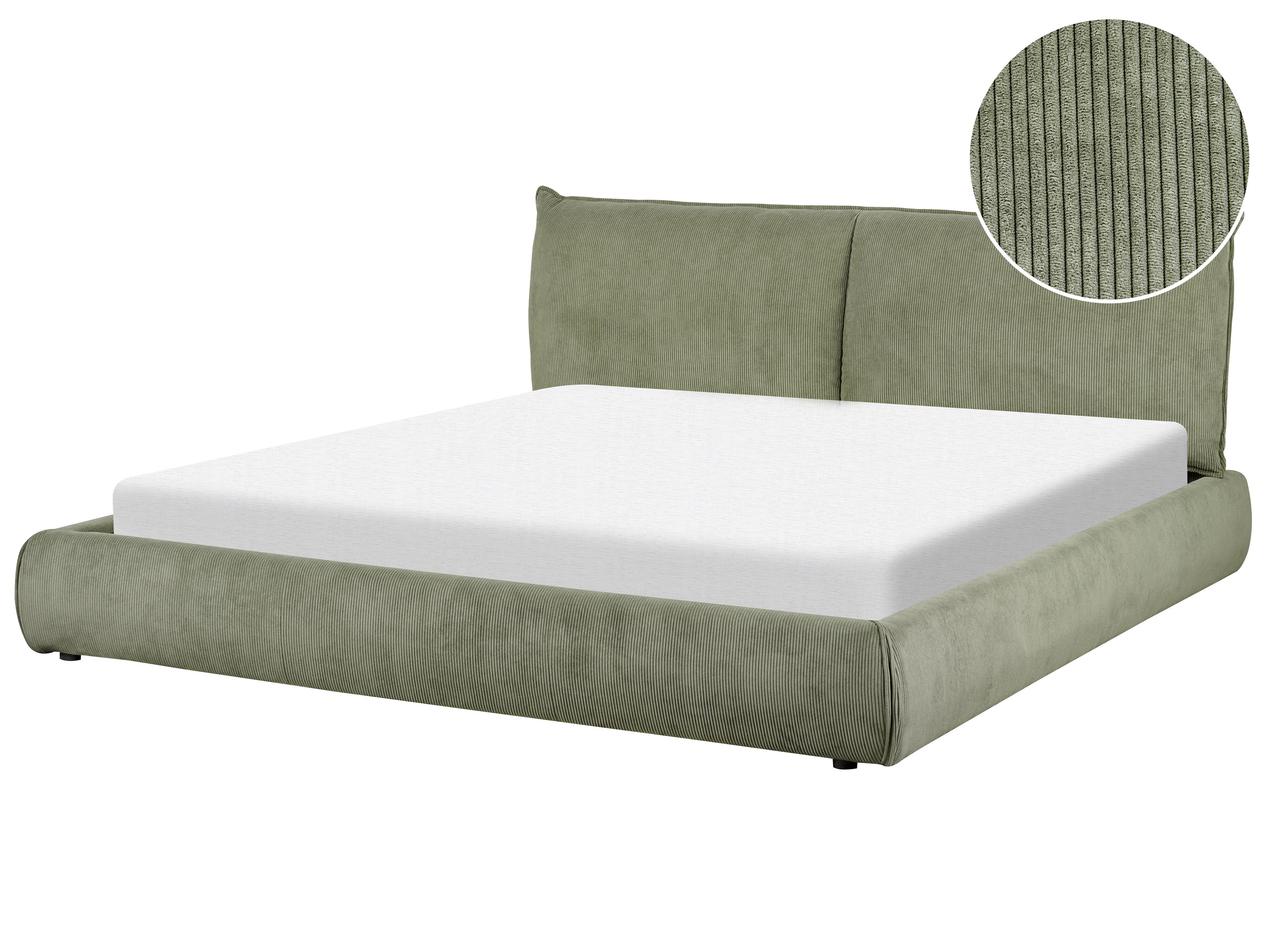 Waterbed Corduroy VINAY 180 x 200 cm (EU Super King) Olive Green